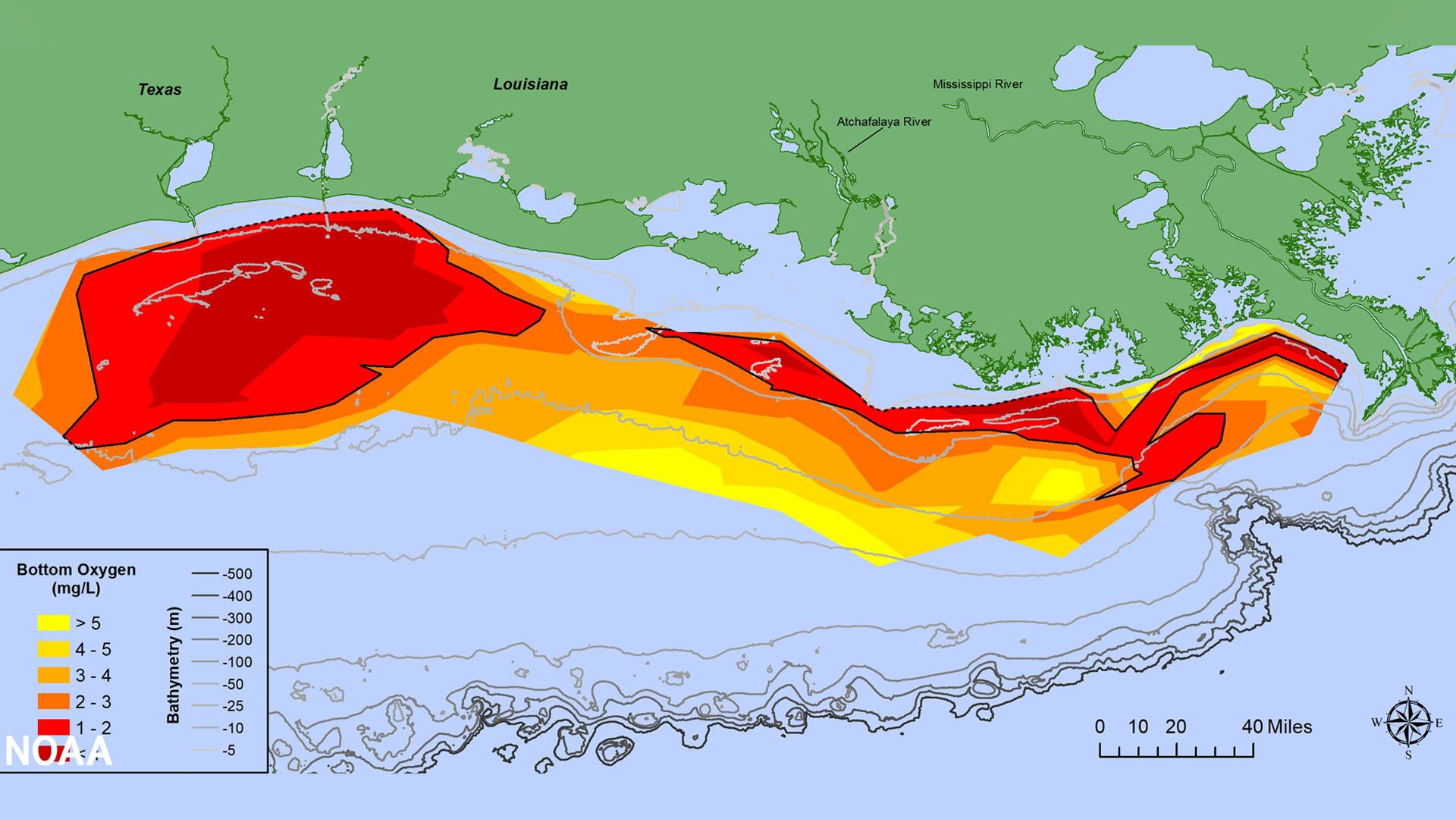 Map of the Gulf of Mexico dead zone