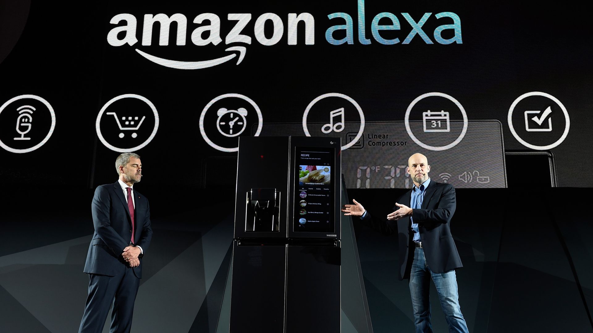 Amazon executives on stage introduce new Alexa products 
