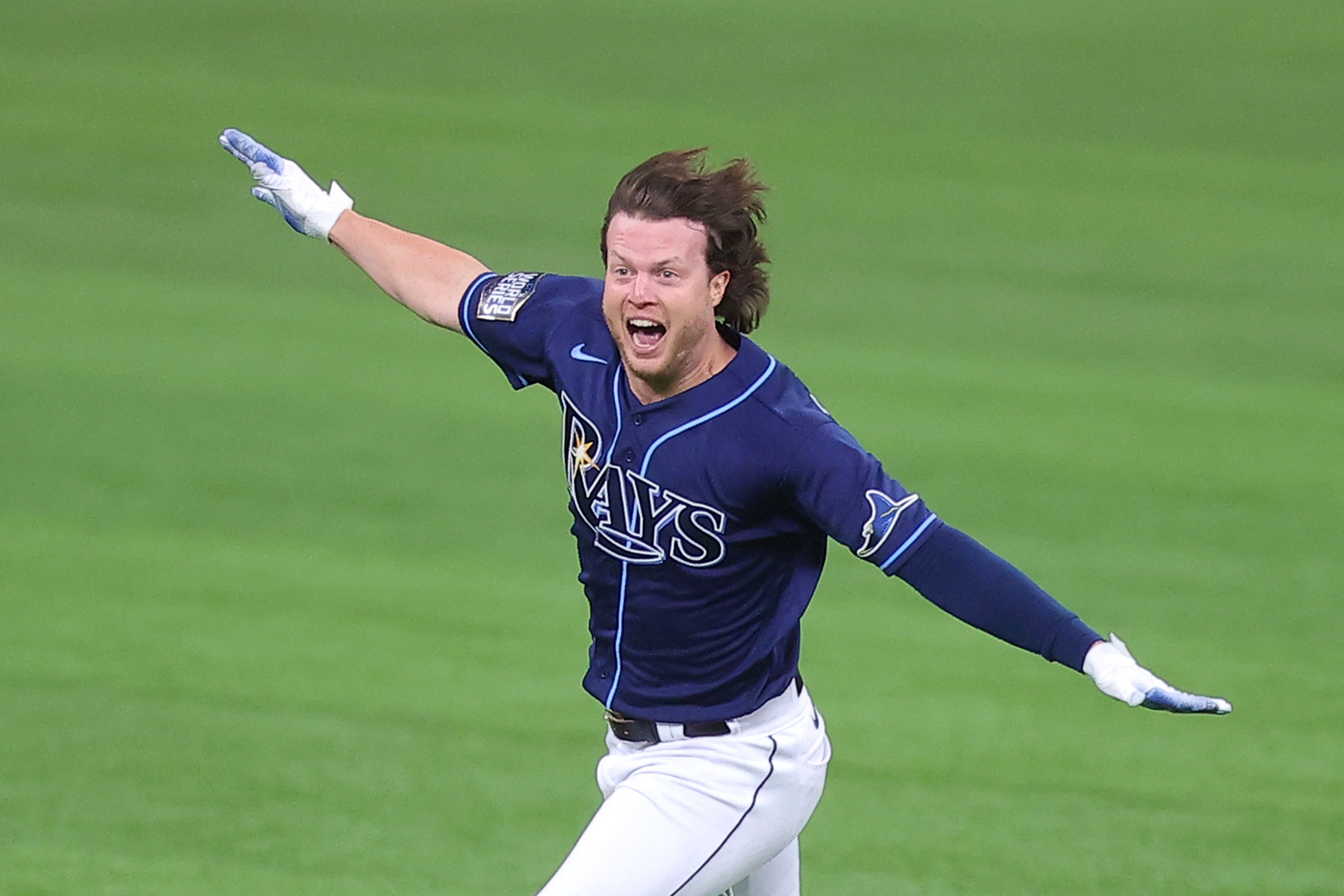 Photo of a baseball player celebrating 