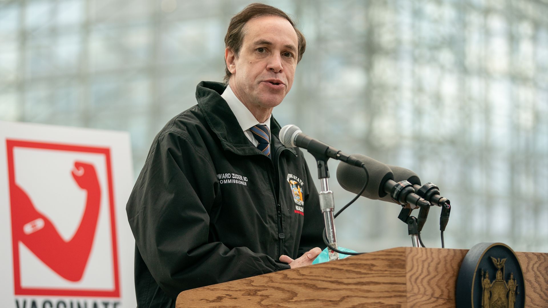 Howard Zucker, commissioner of the New York State Department of Health, speaks during a news conference