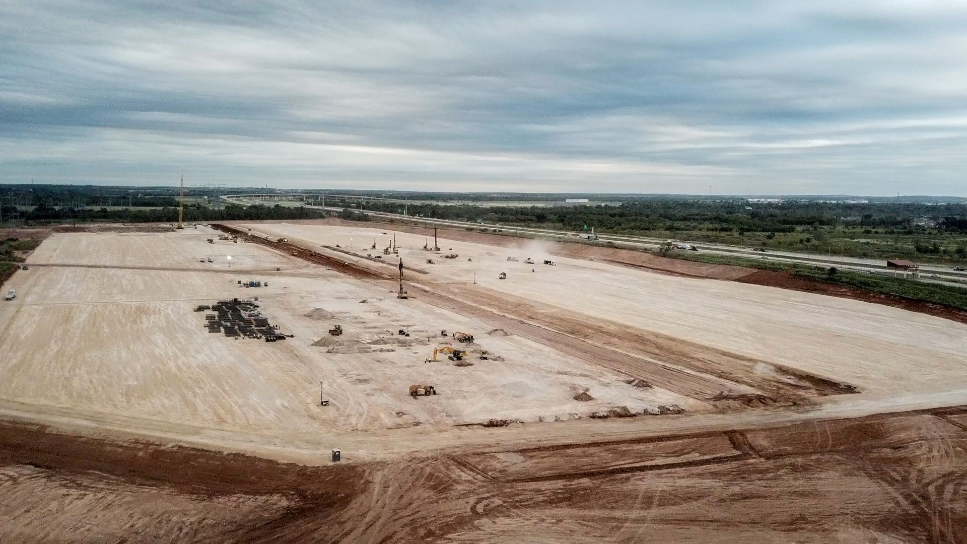 A photo of construction at the site of Tesla's proposed gigafactory in Austin.
