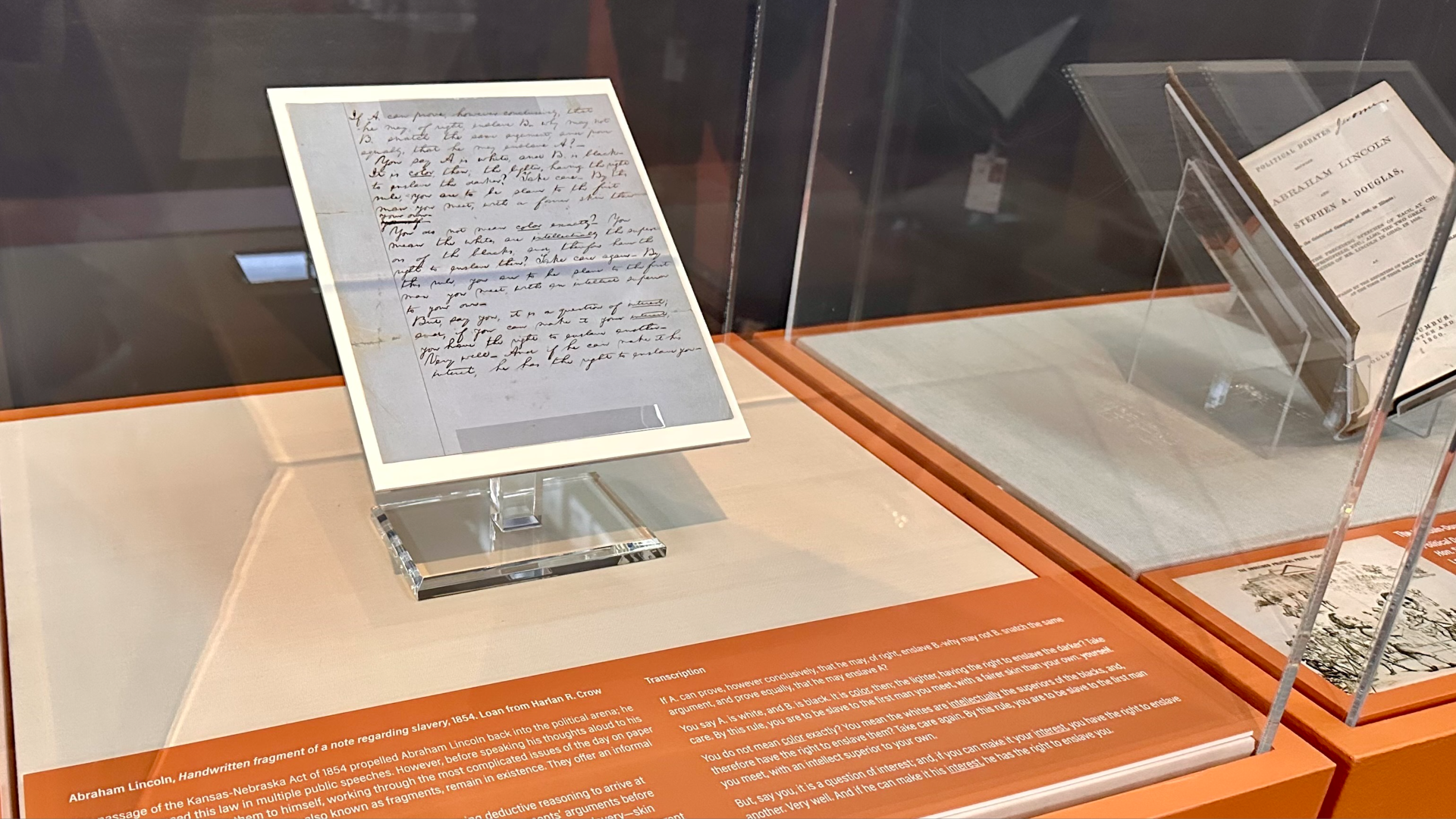 A handwritten note against slavery by Abraham Lincoln