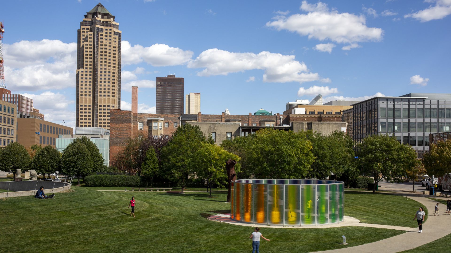 A photo of Western Gateway Park in Des Moines.