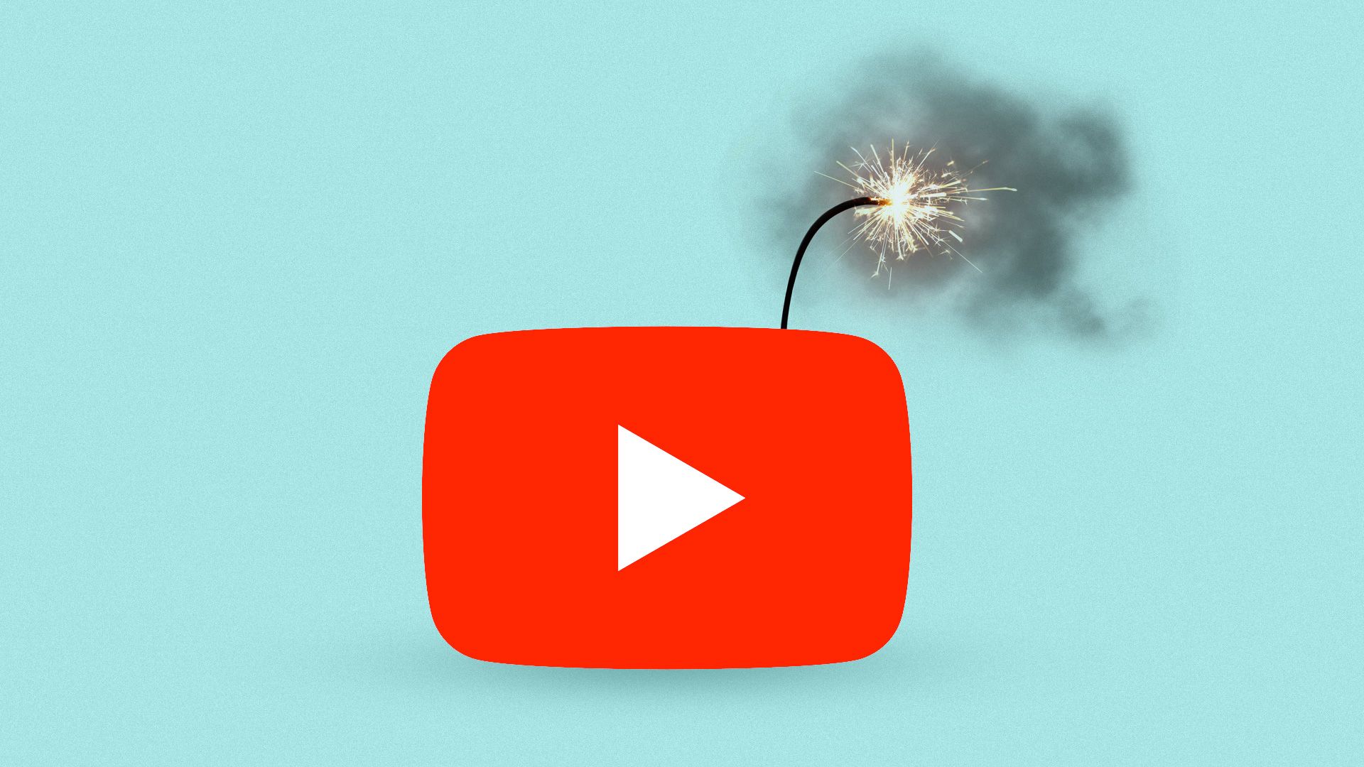 This illustration shows the YouTube "play button" logo with a lit fuse on top.
