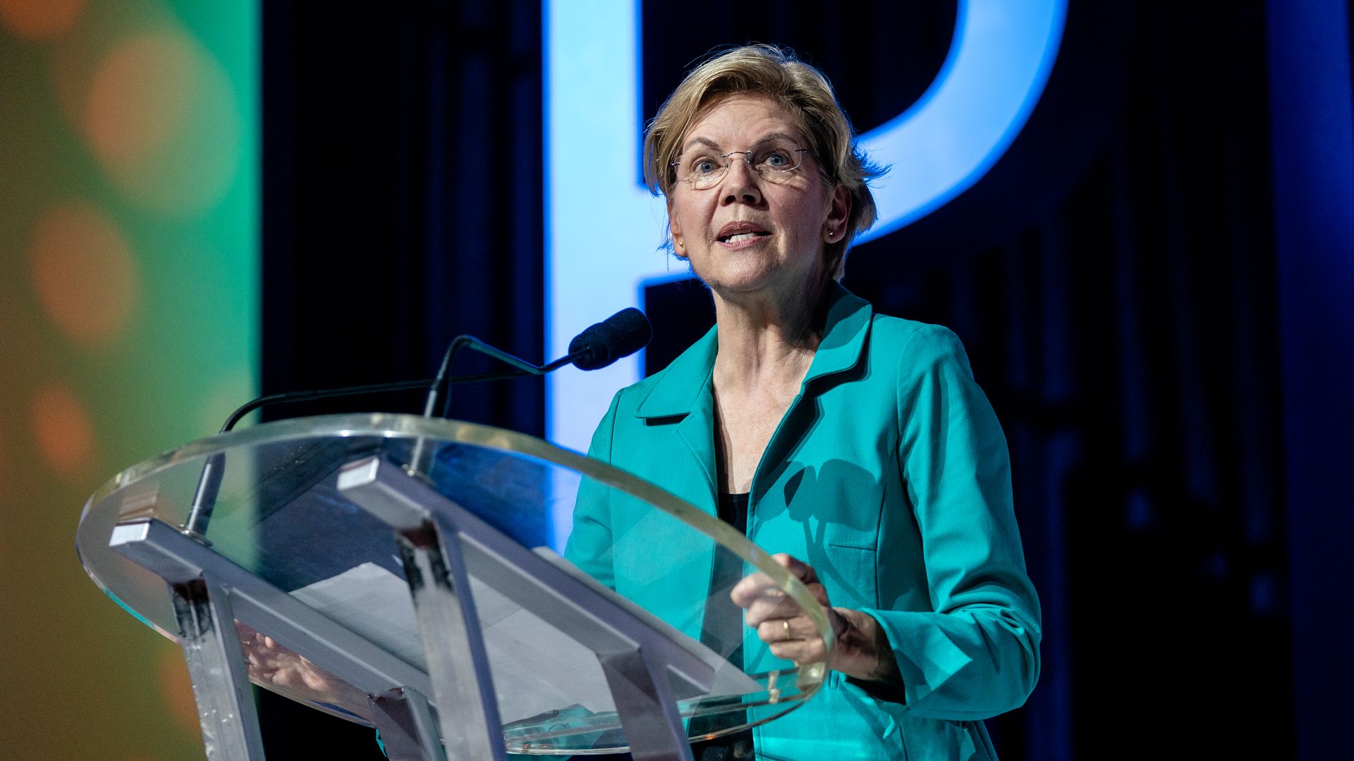 Sen. Elizabeth Warren (D-Mass.) at a speaking event