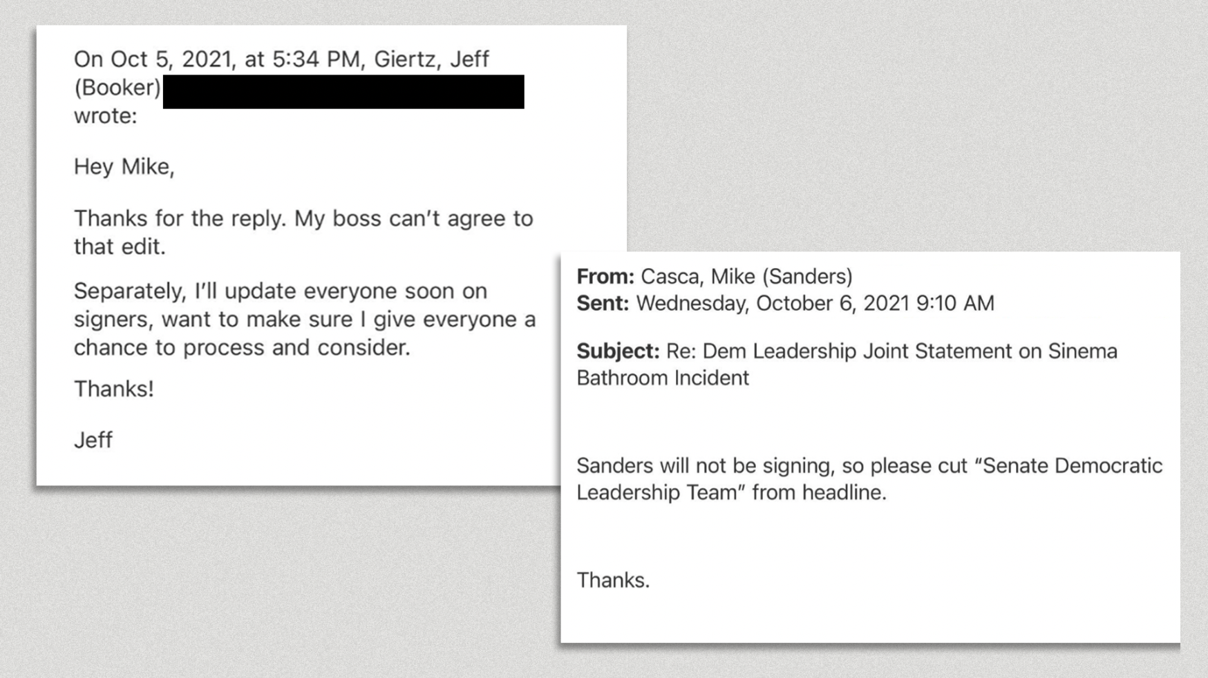Screenshots the email exchange, obtained by Axios.