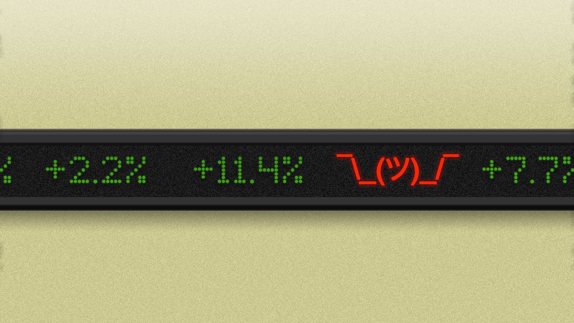 A shrugging emoji in a stock ticker