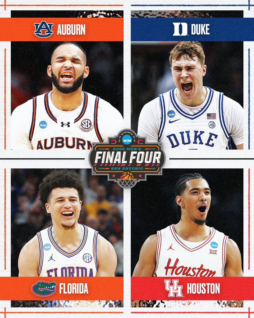 An NCAA graphic of the Final Four teams.
