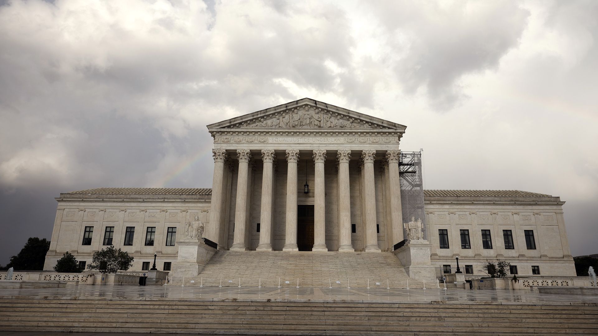 Passing storm clouds are seen over the U.S. Supreme Court on July 30, 2024 in Washington, DC. President Biden is calling for Supreme Court reforms including term limits for the Justices, a binding code of ethics for the court and is calling on lawmakers to pass legislation limiting presidential immu