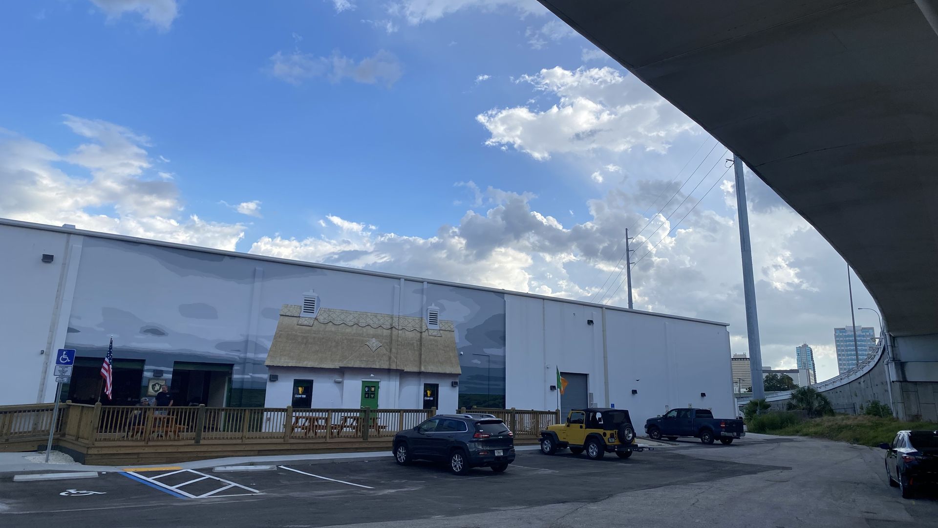 The outside of four green fields.