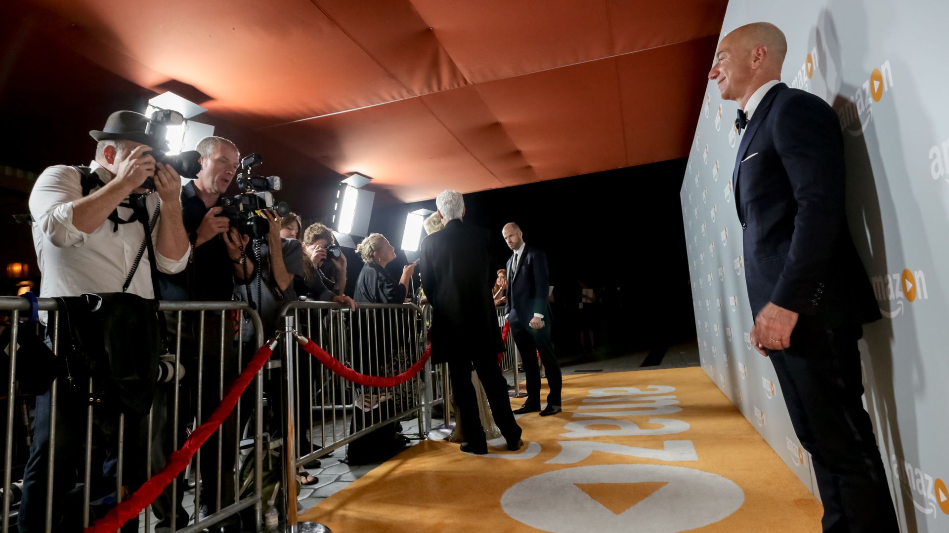Amazon CEO Jeff Bezos on a red carpet.