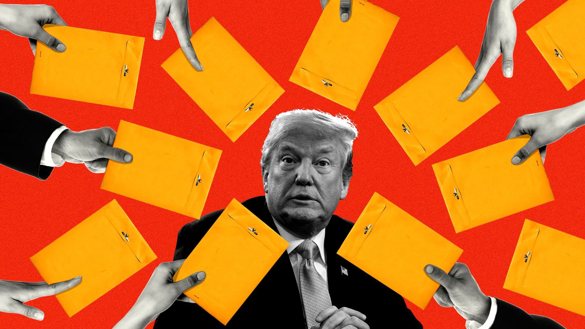 Axios illustration of Trump being served subpoenas
