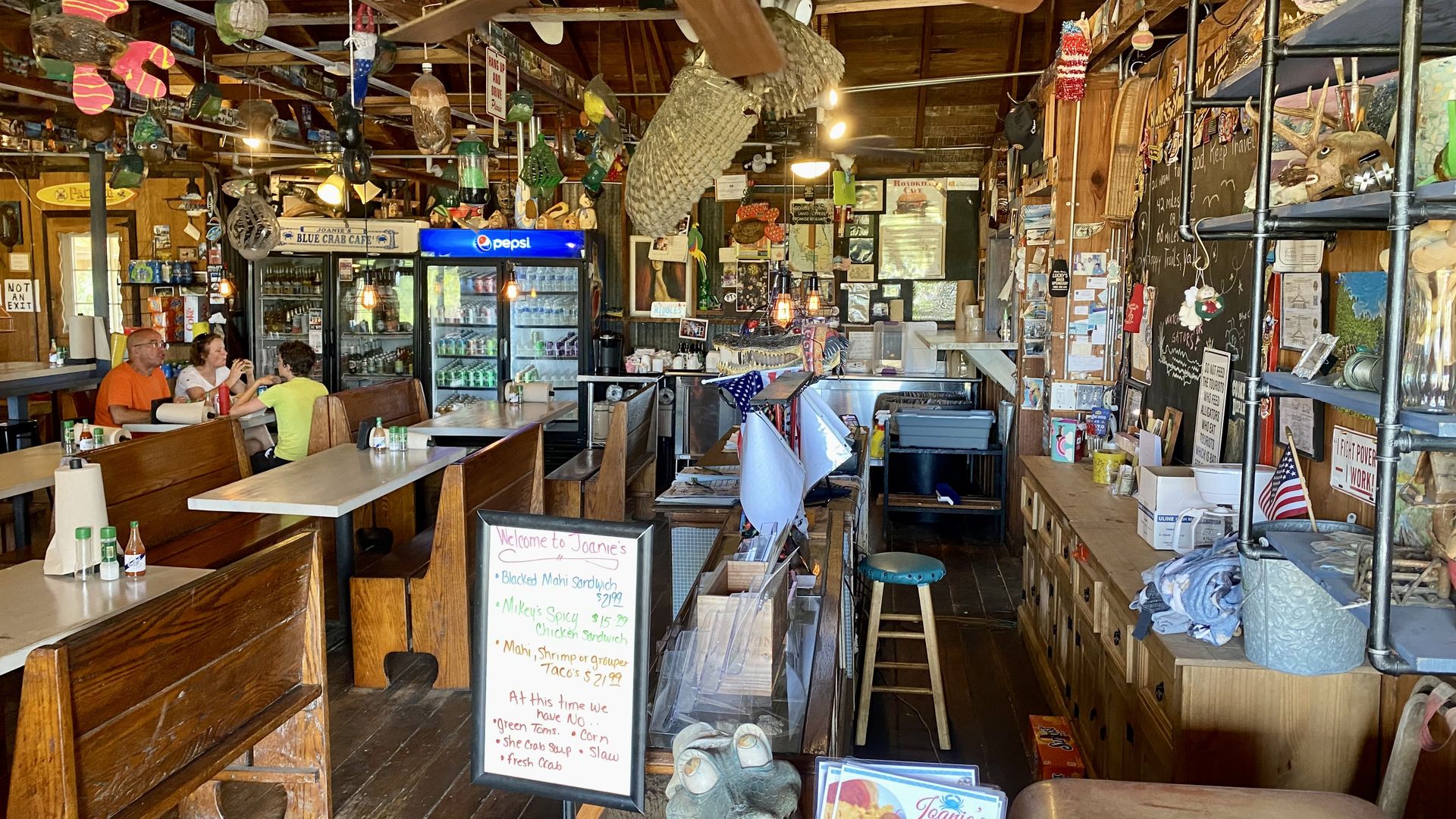 The inside of Joanie's Blue Crab Cafe.