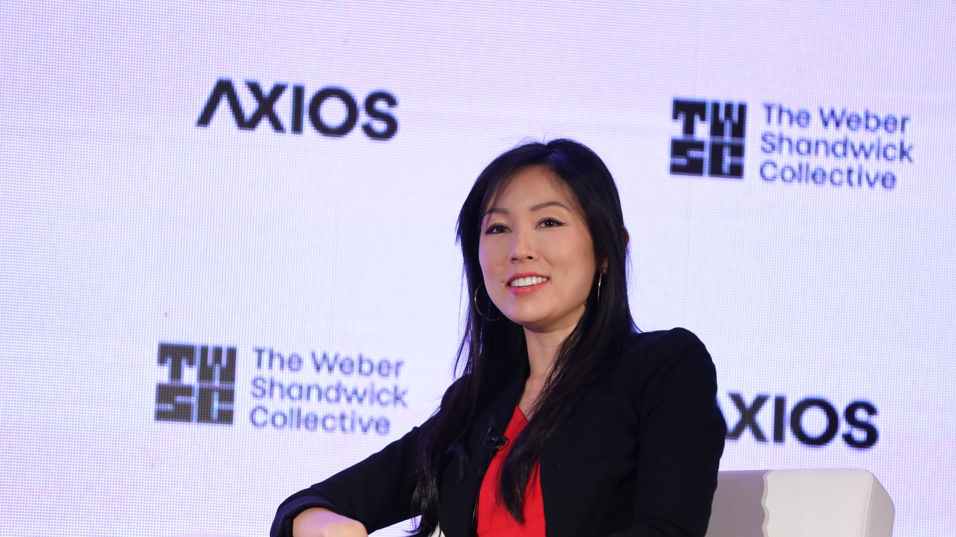 Photo of Meservey at Axios Communicators event in NYC 2023. 