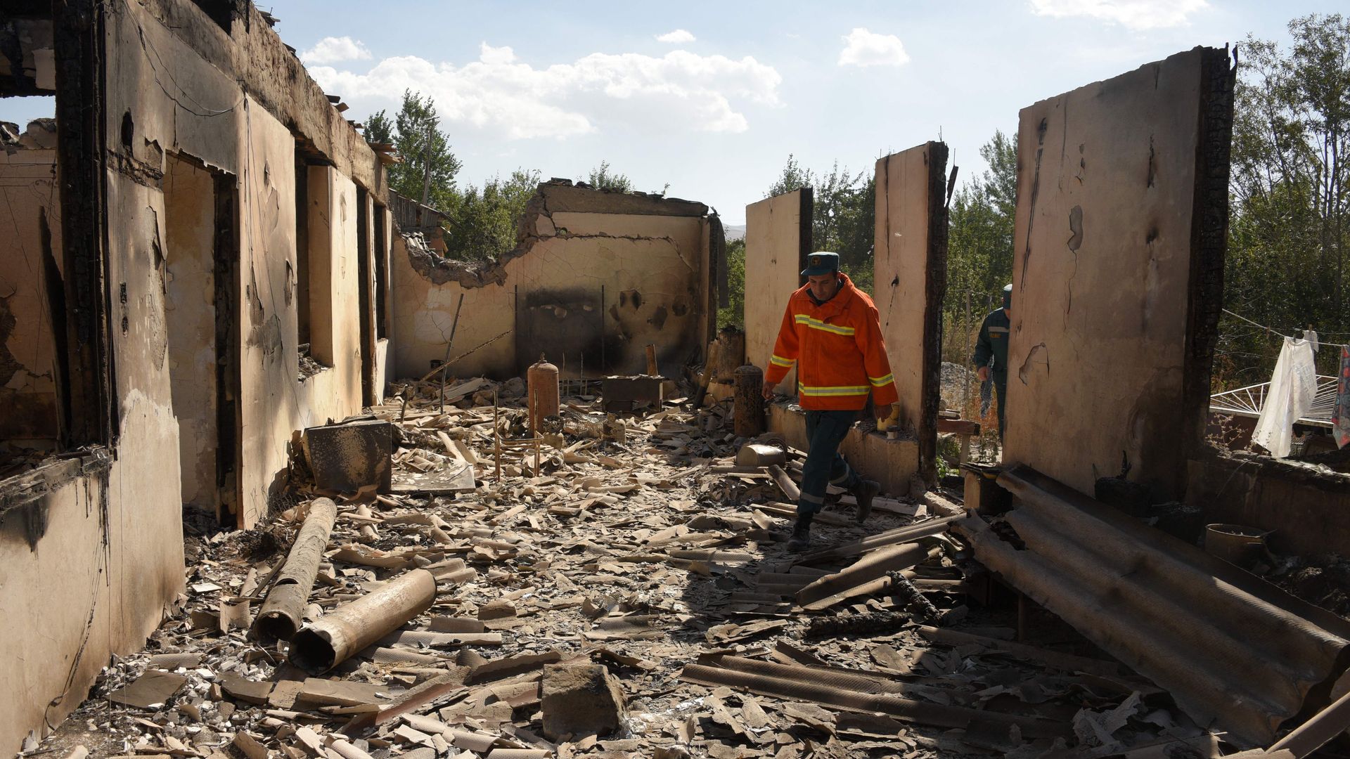 Armenian house destroyed by shelling