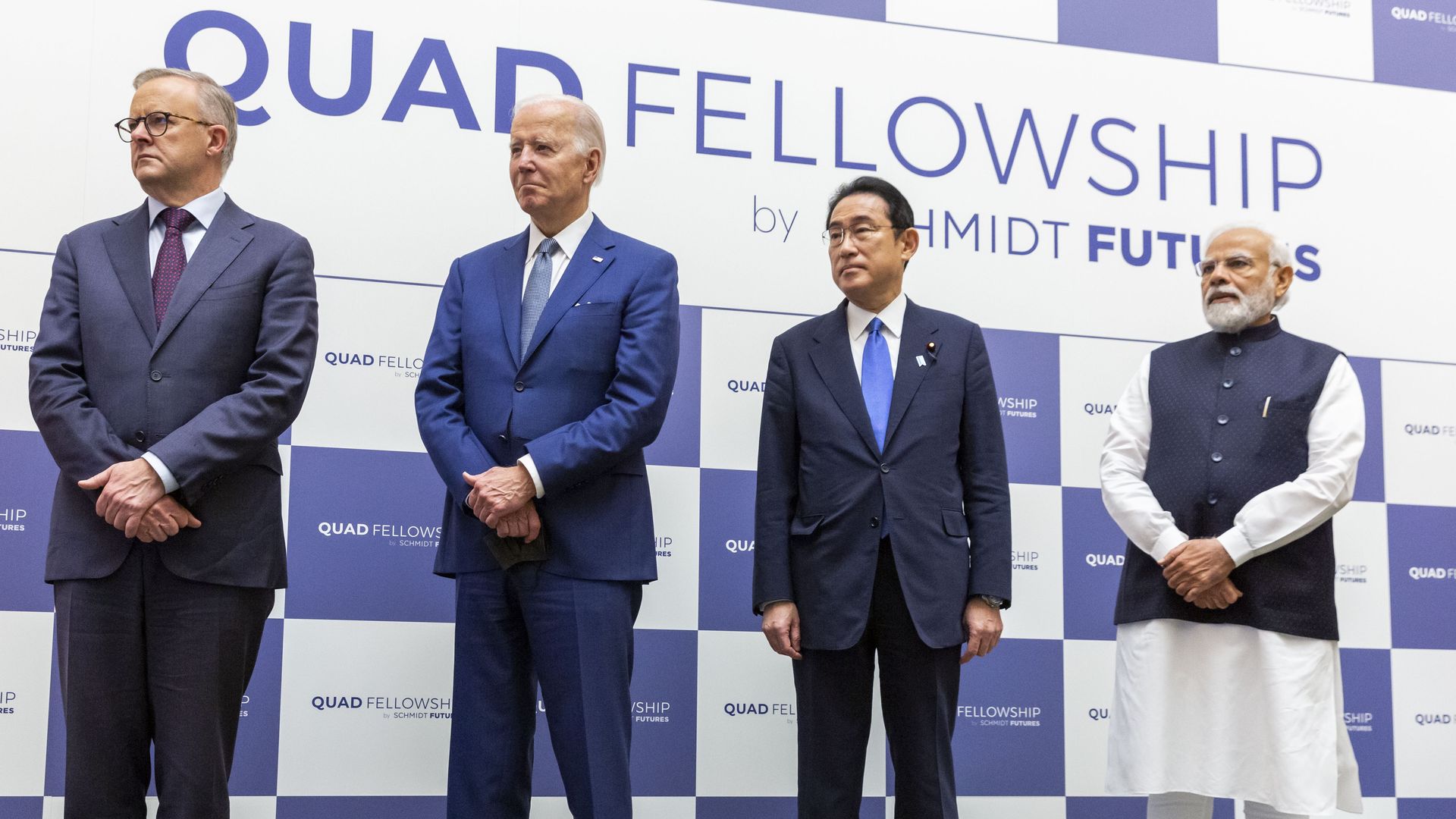 Australian Prime Minister Anthony Albanese, President Biden, Japanese leader Fumio Kishida and Indian leaderNarendra Modi attend a Quad event on May 24 in Tokyo.