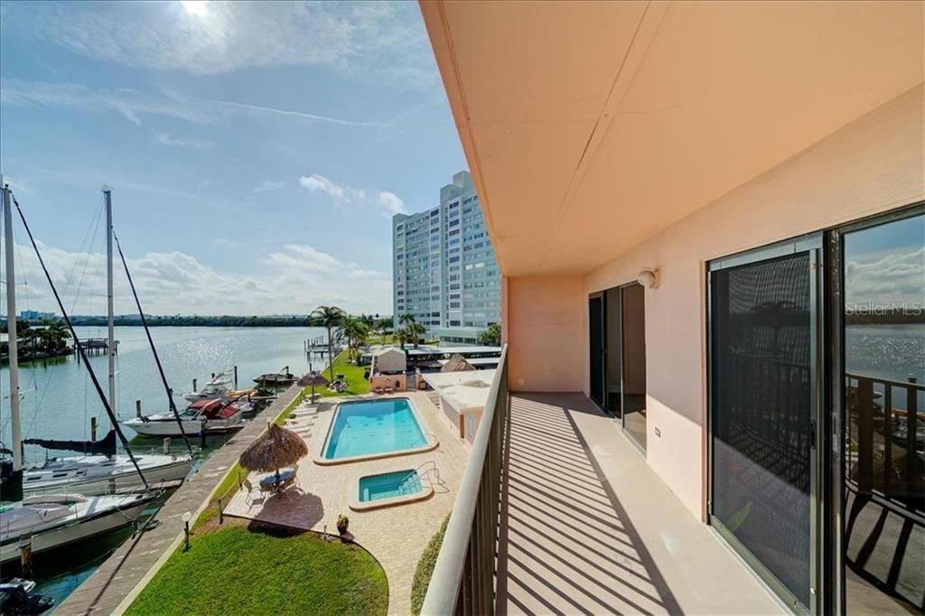 51 Island Way #306  balcony with pool and water view