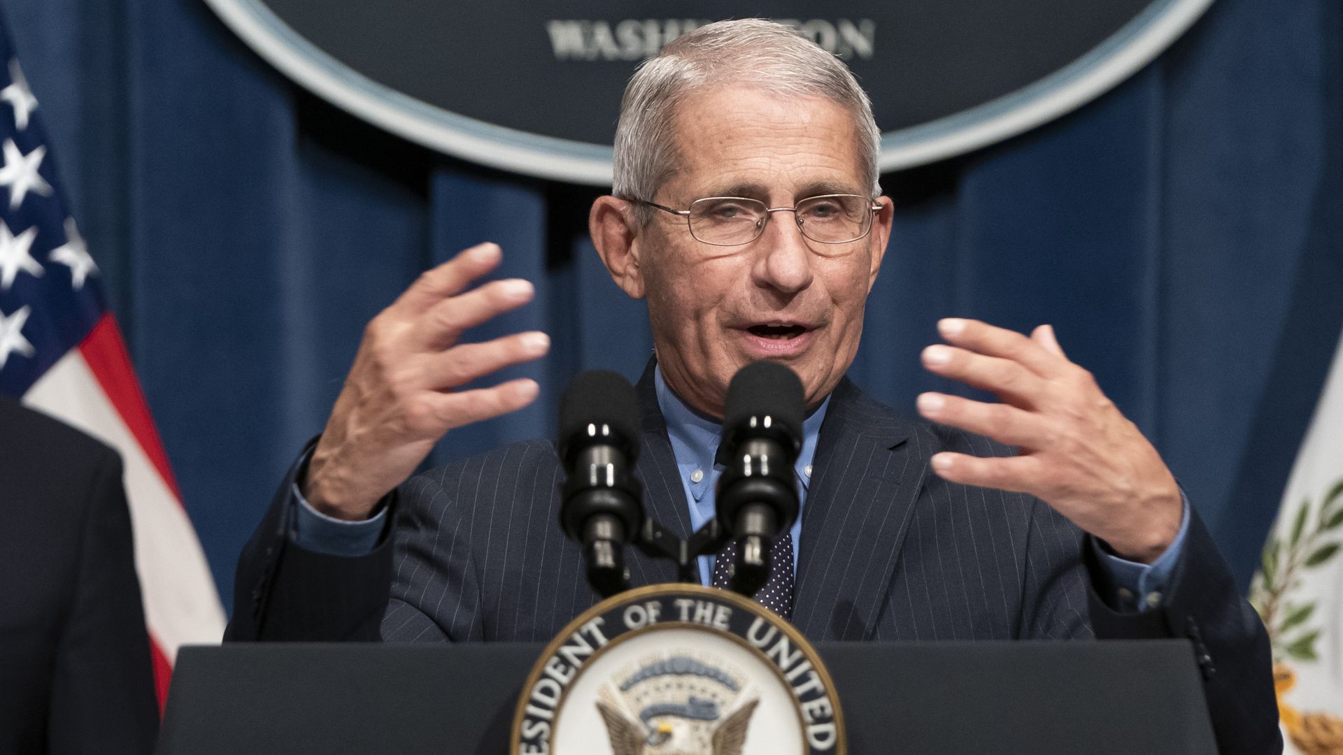  Anthony Fauci speaks after a White House Coronavirus Task Force briefing at the Department of Health and Human Services on June 26, 2020 in Washington, DC. 