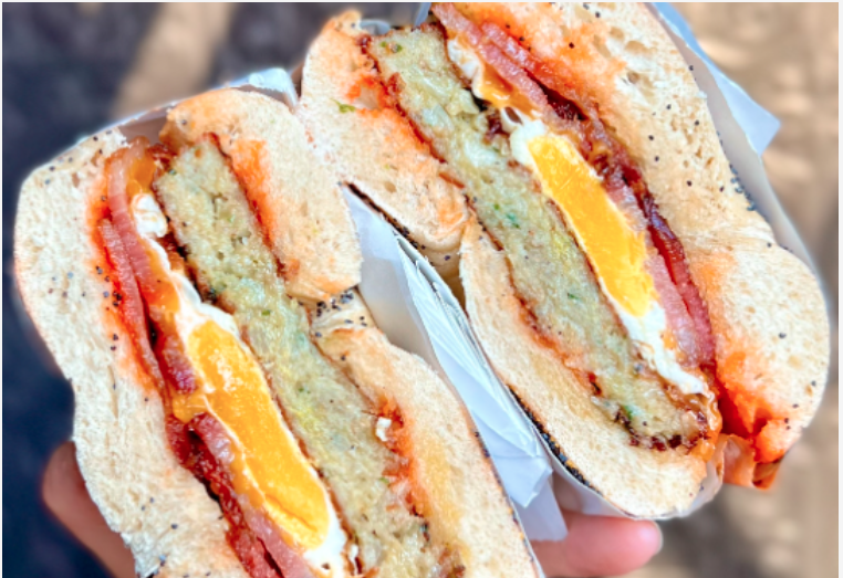 Photo of a breakfast sandwich. 