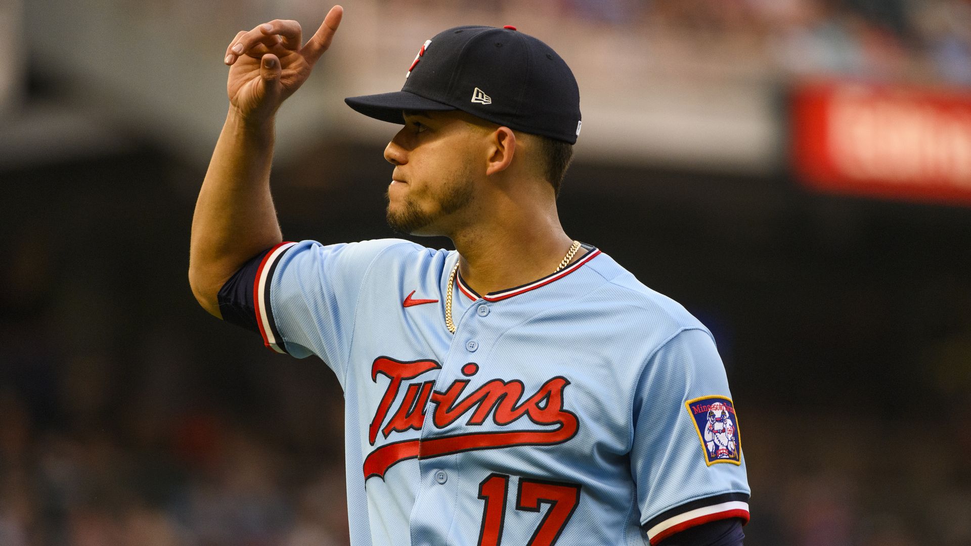 Jose Berrios tips his cap to fans as he walked off the mound earlier this week 