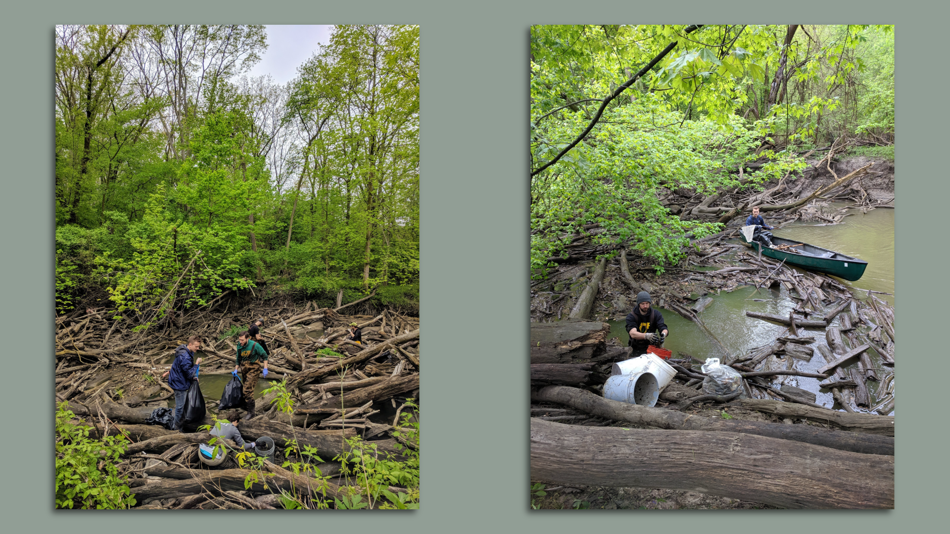 Past river cleanup at Eliza Howell Park. Photos: Courtesy of Sidewalk Detroit