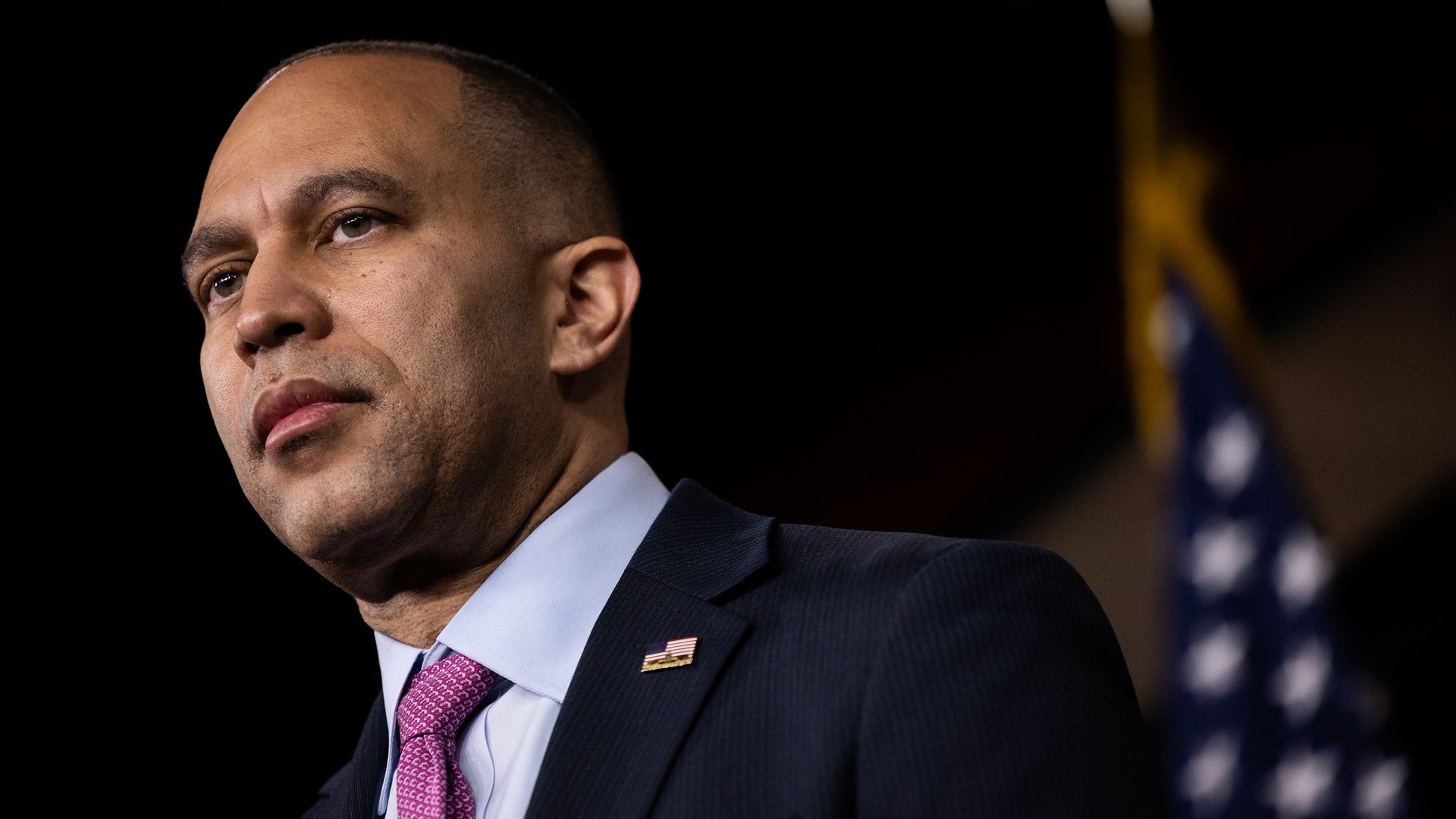 Representative Hakeem Jeffries, a Democrat from New York, during a news conference at the US Capitol 