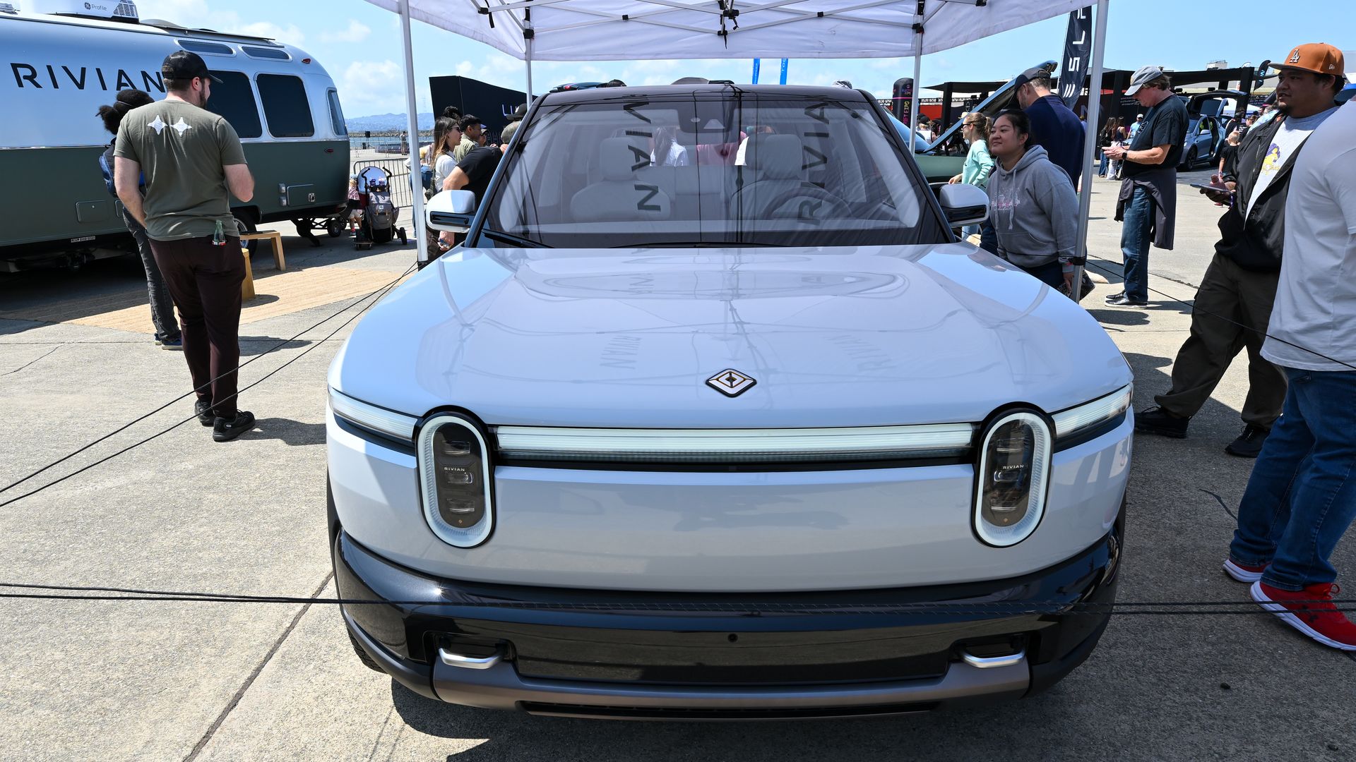 The fascia of a Rivian EV 