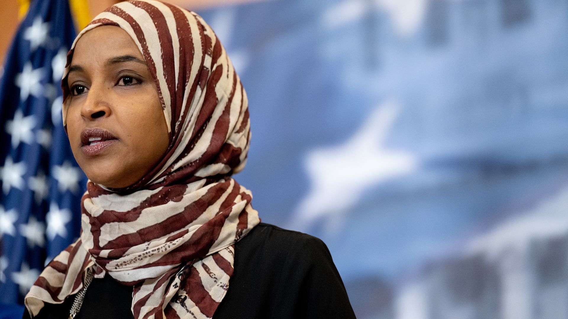 Rep. Ilhan Omar speaks at a news conference at the U.S. Capitol in Washington, D.C.