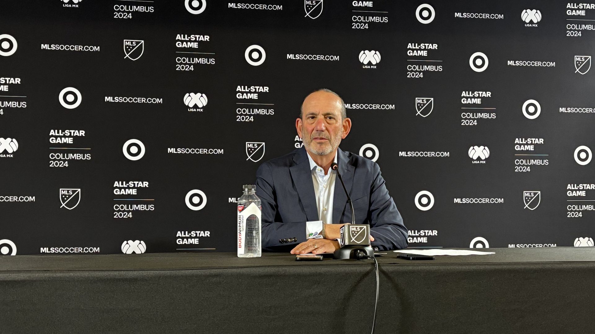 MLS commissioner Don Garber at a table
