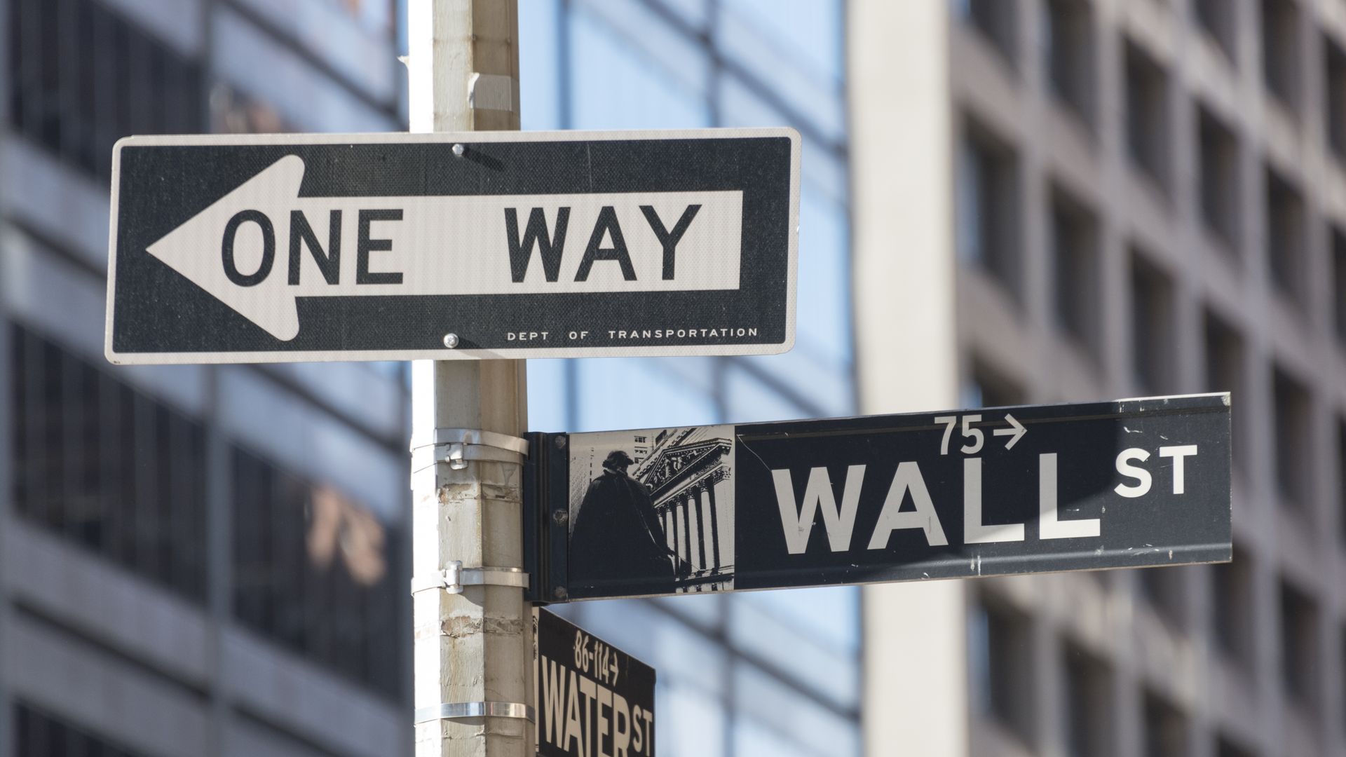 Signs at the corner of Wall Street and Water Street