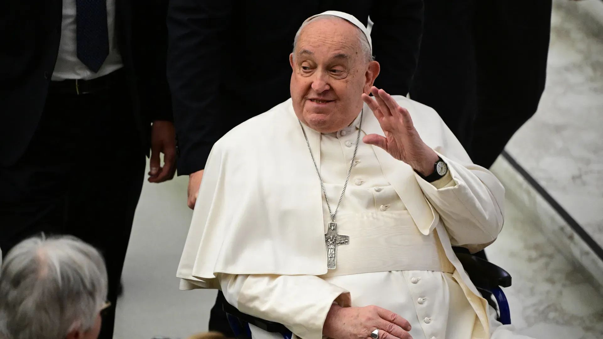 Pope Francis greets people at the end of an audience at the Vatican earlier this month. Photo: Tiziana Fabi/AFP via Getty Images
