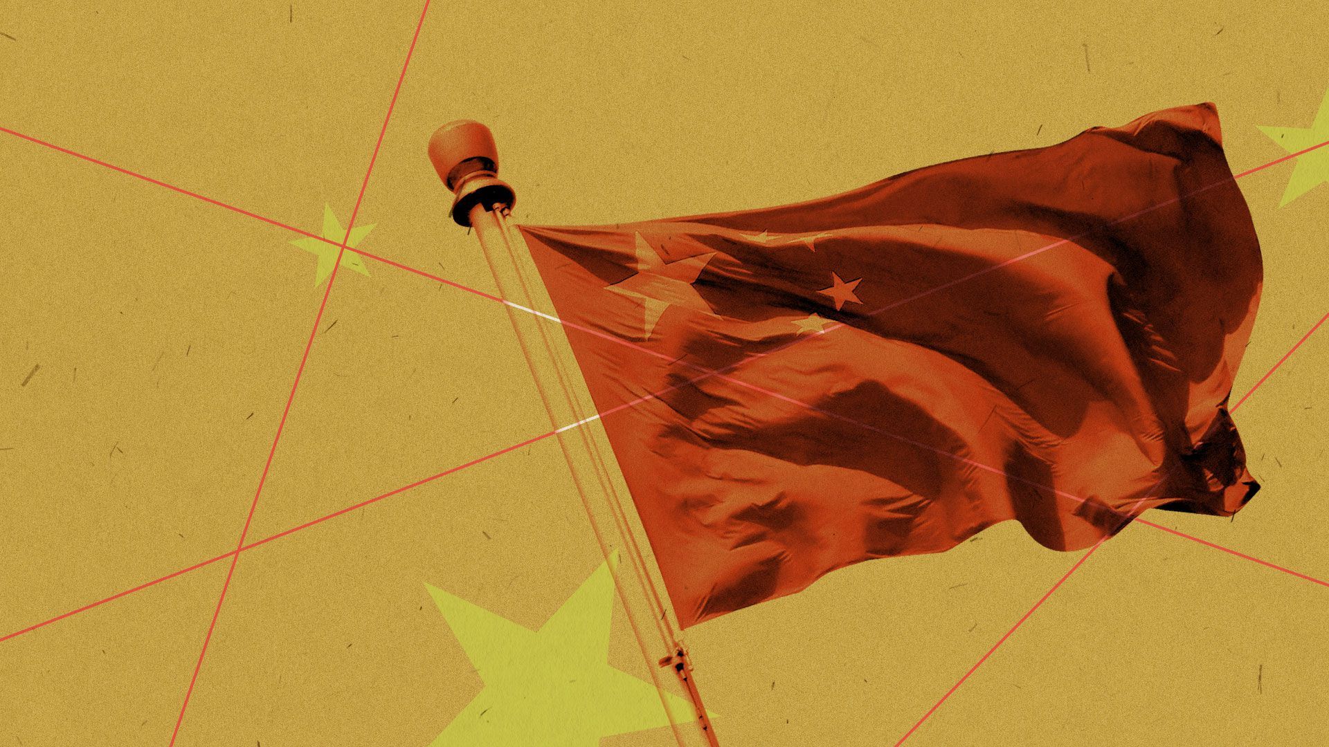 Illustration of China's flag with stars and lines