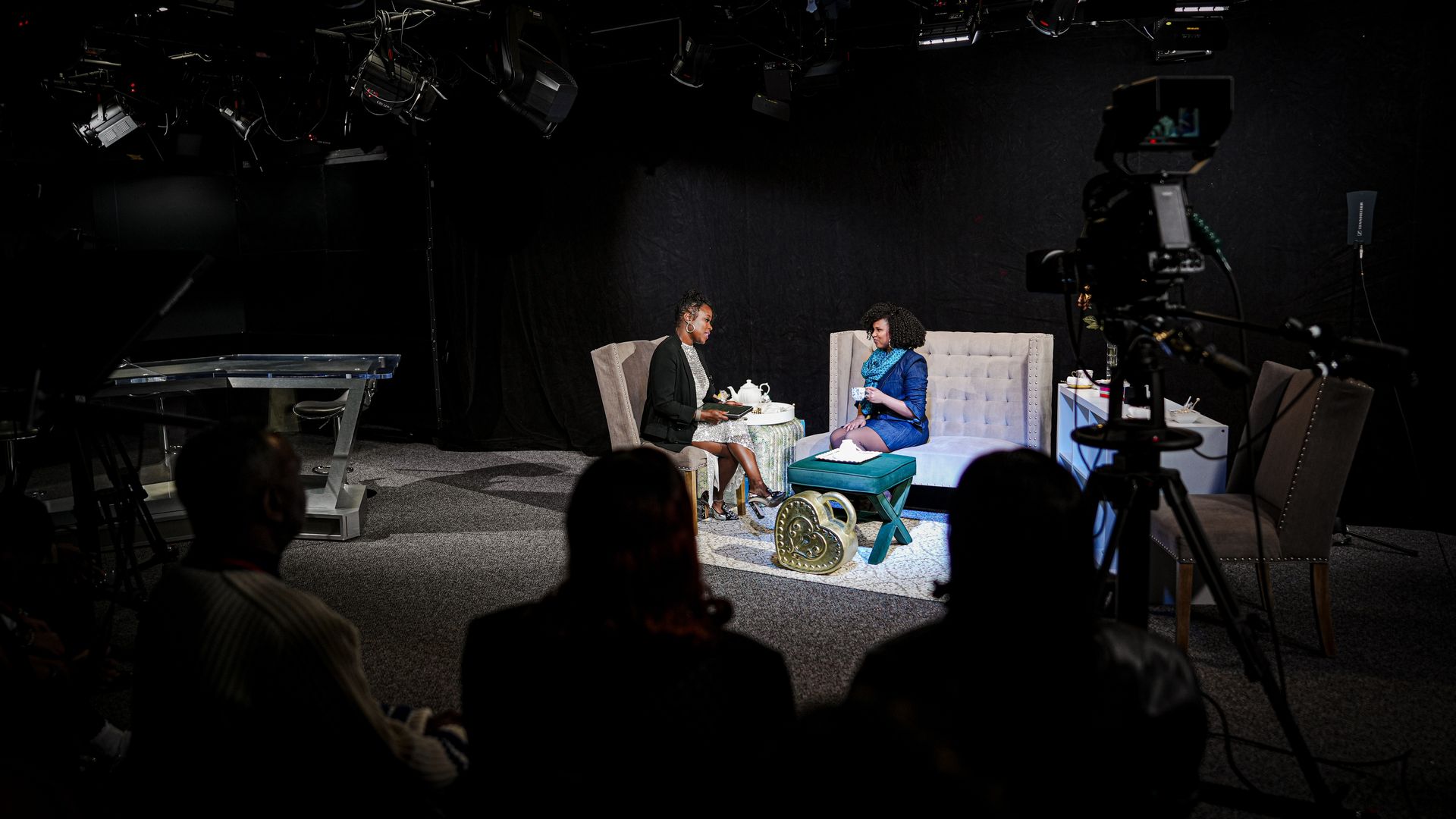 Angel Livas interviews entrepreneur Dawn Myers during a live taping of the first episode of ALIVE & WELL at ALIVE Studios in Washington, D.C. Photo: Drez Digitalz