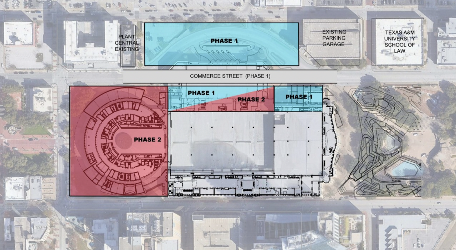 A rendering show different construction phases