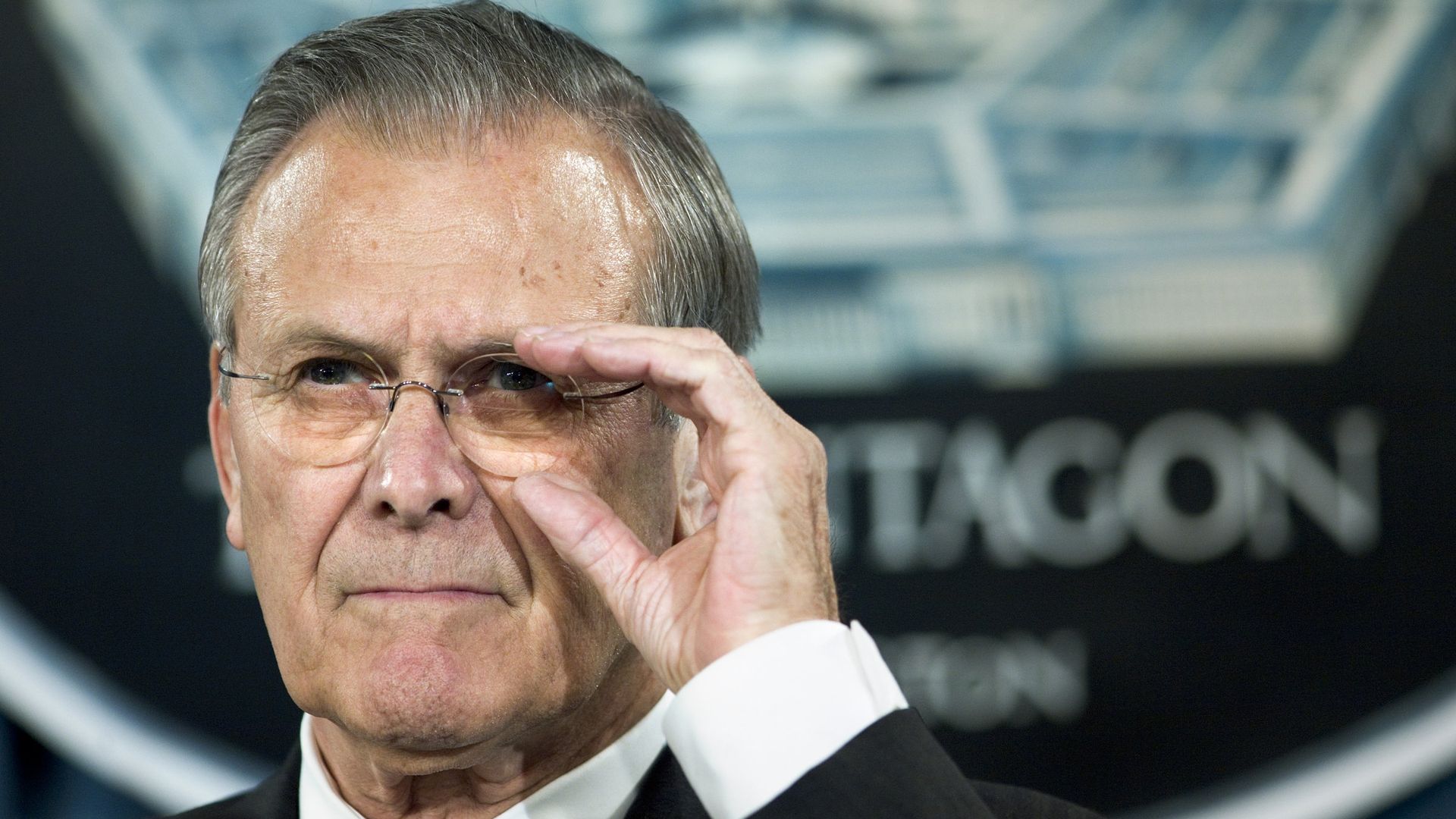  Rumsfeld speaks during a briefing at the Pentagon 23 March 2006 in Virginia. 
