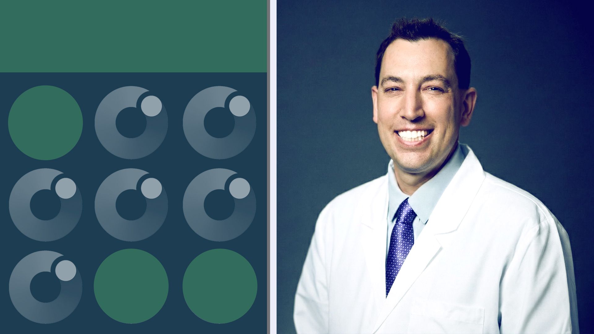Photo illustration of Dr. Jesse Ehrenfeld on an abstract background of Aidoc logos. 