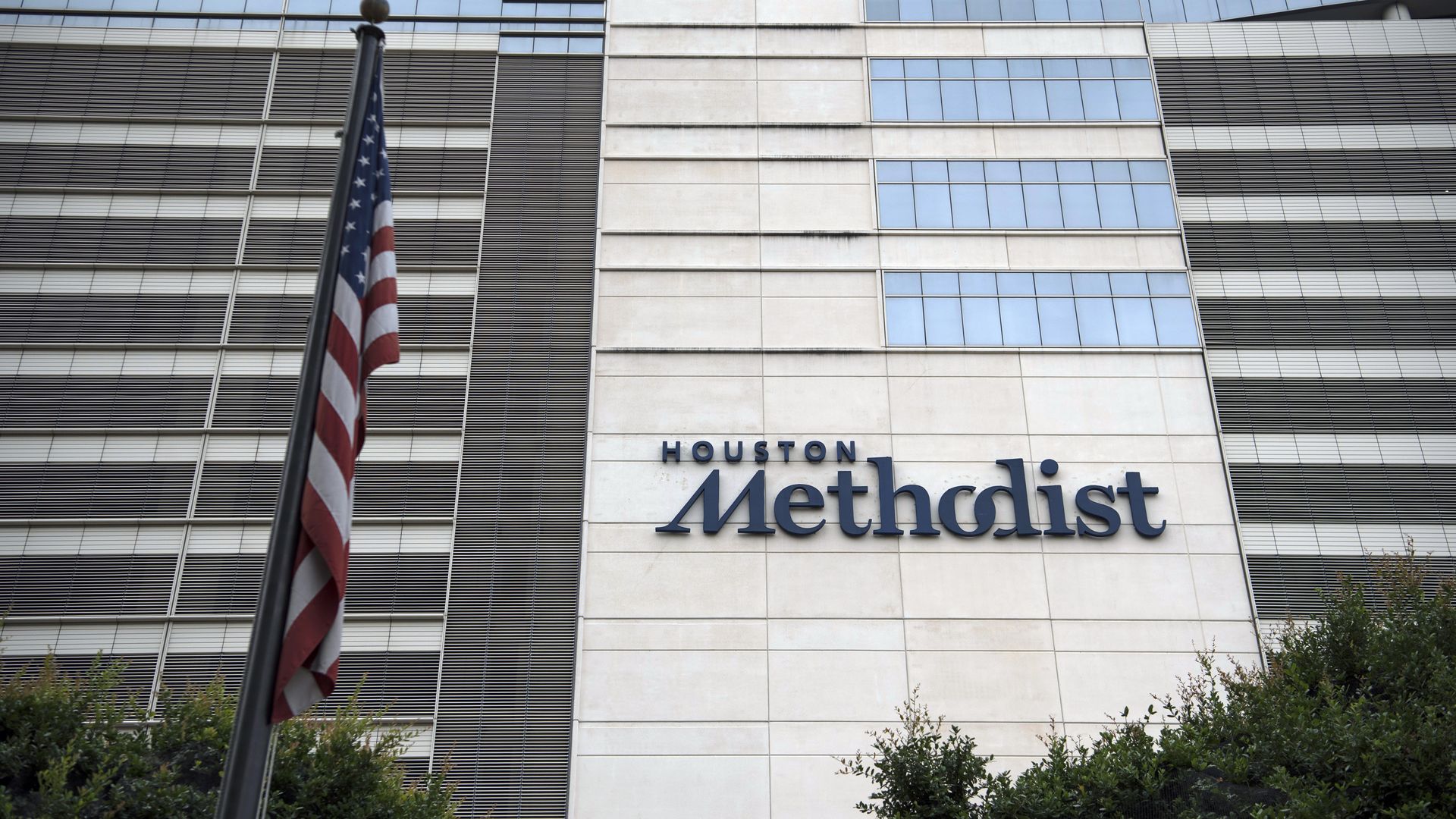 Photo of the outside of a hospital with the words "Houston Methodist"