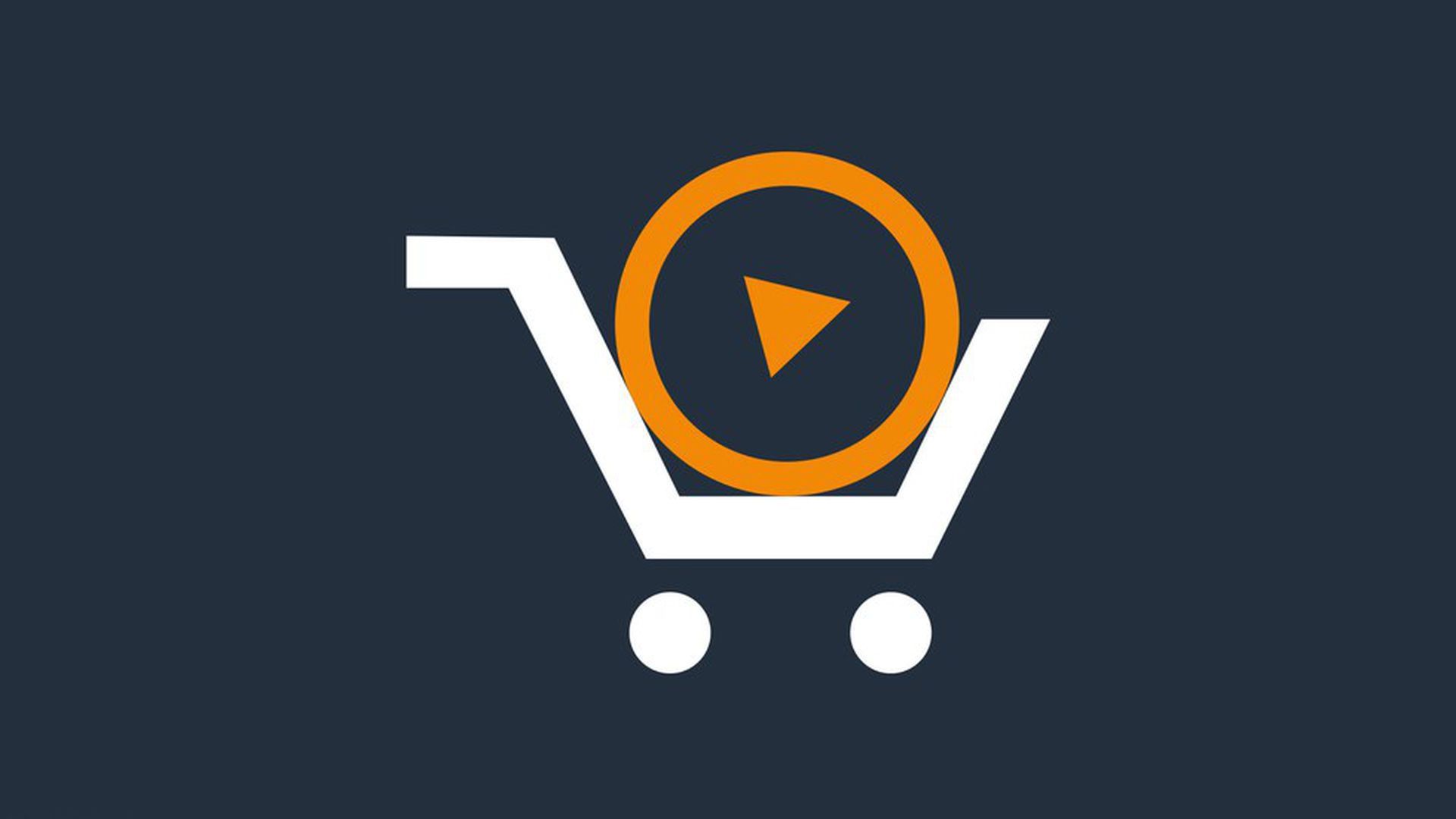 An image of the Amazon shopping cart logo with a play button