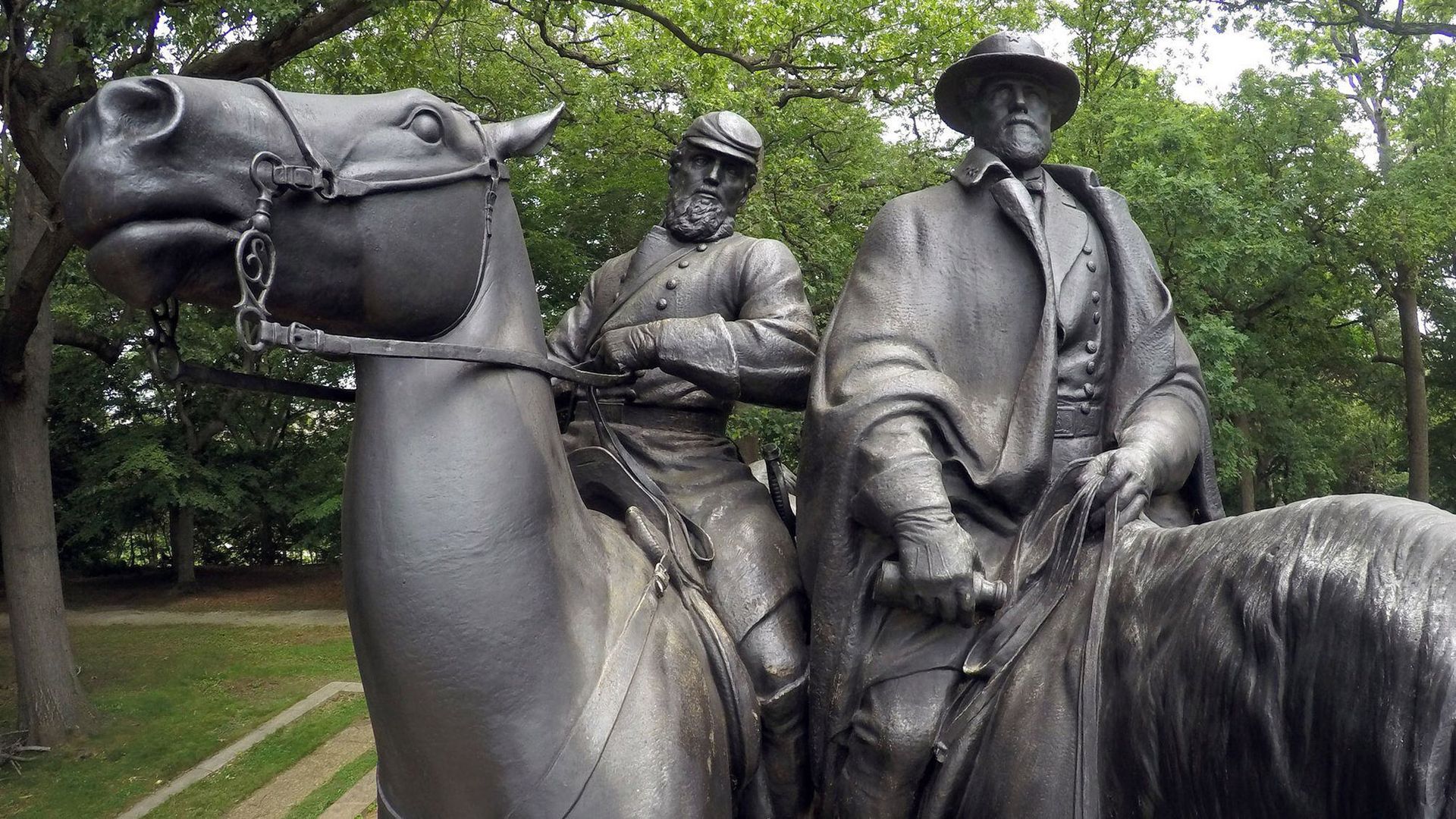 The Robert E. Lee and Thomas. J. "Stonewall" Jackson Monument in the Wyman Park Dell was erected in 1948. A Baltimore city commission recommends it be removed. 
