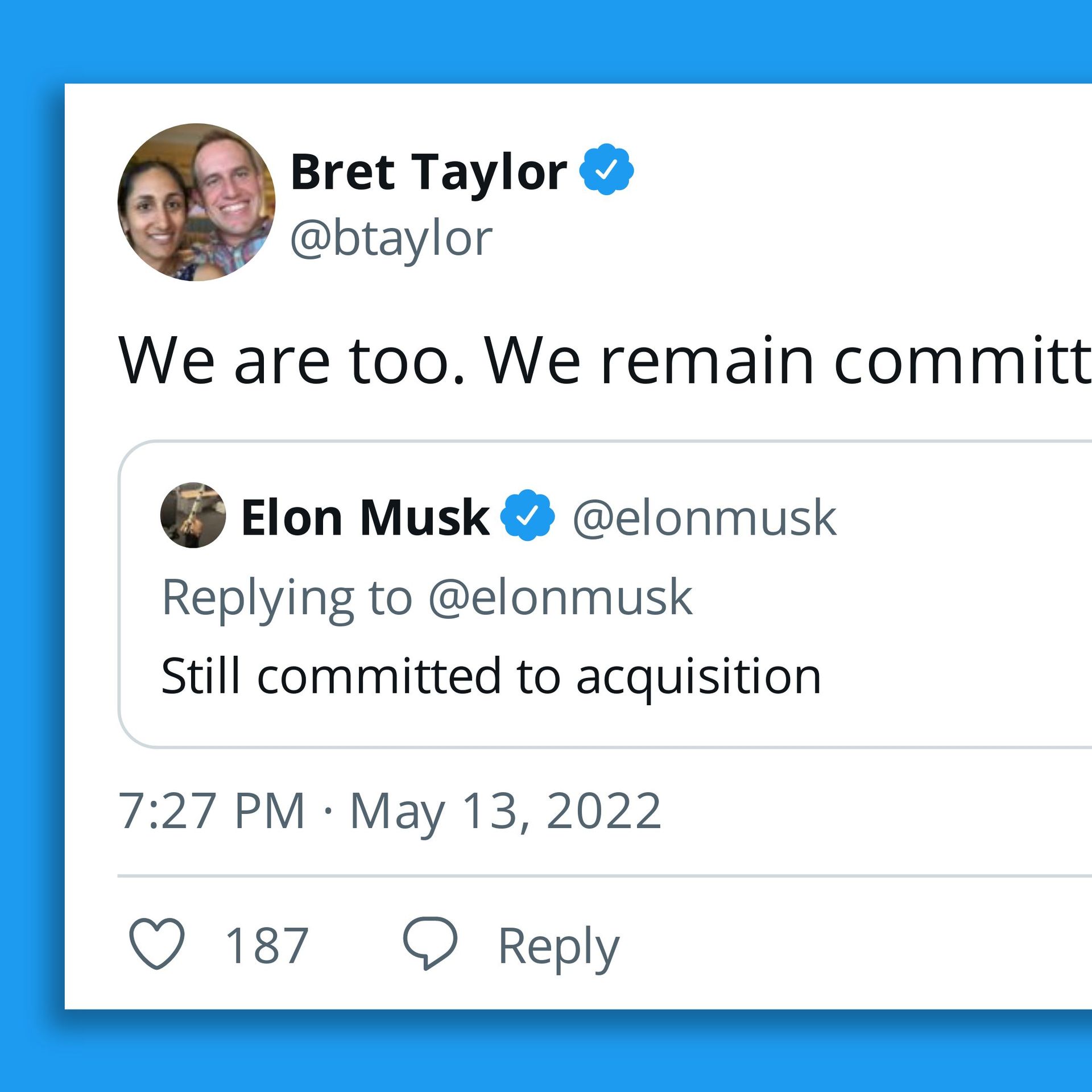 Bret Taylor's "we remain committed" tweet
