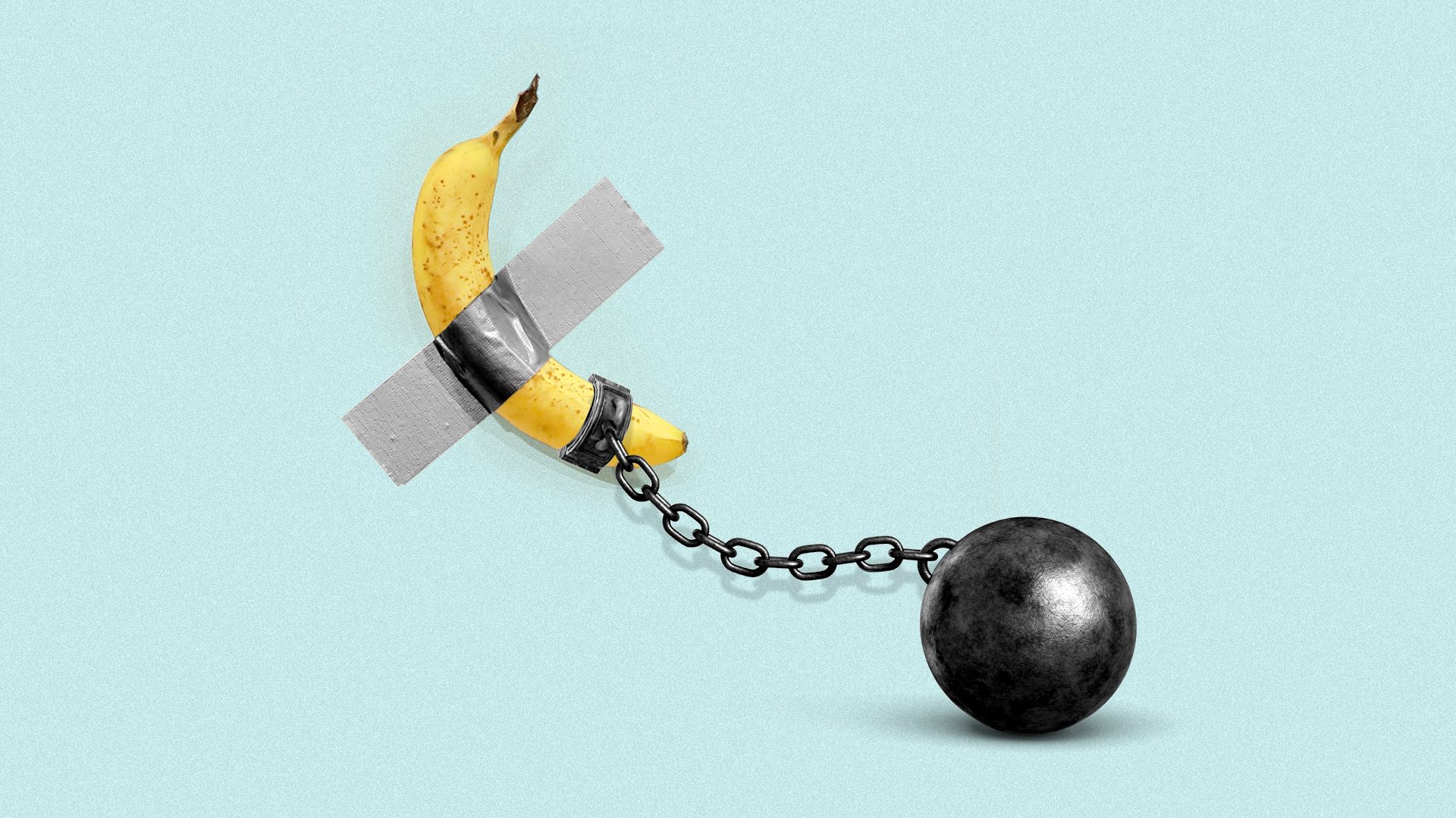 Illustration of Comedian from Art Basel Miami with a ball and chain