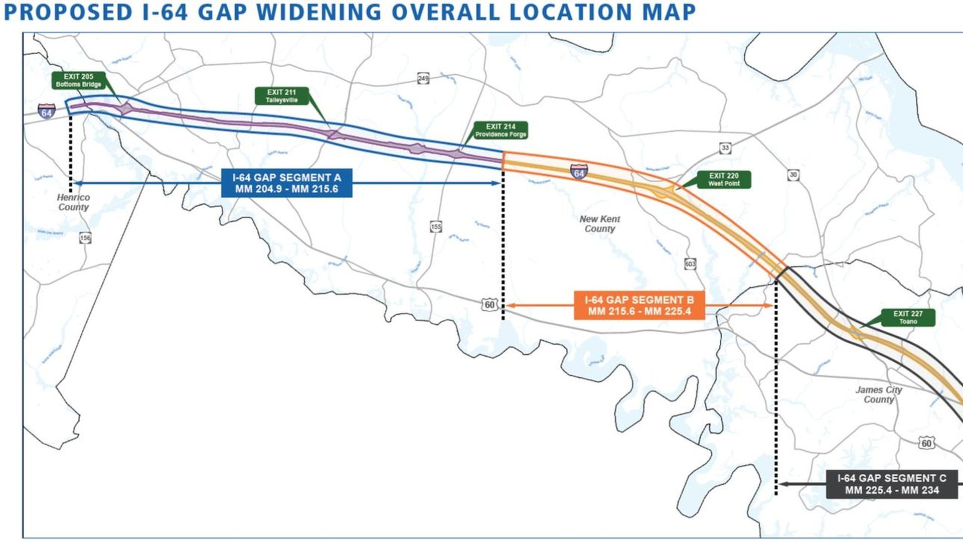 A map of the i-64 construction 