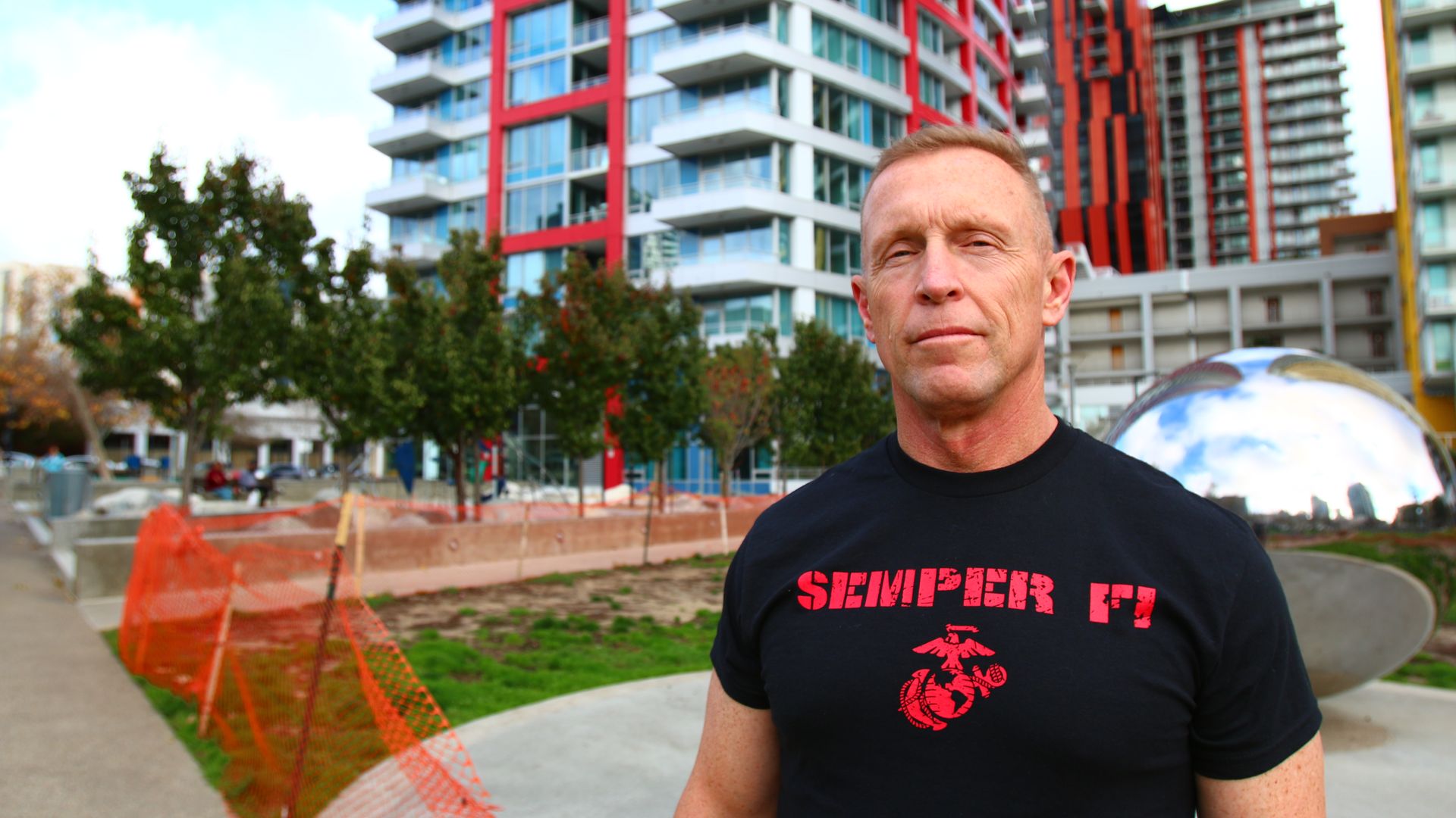 Larry Turner standing in front of Fault Line Park