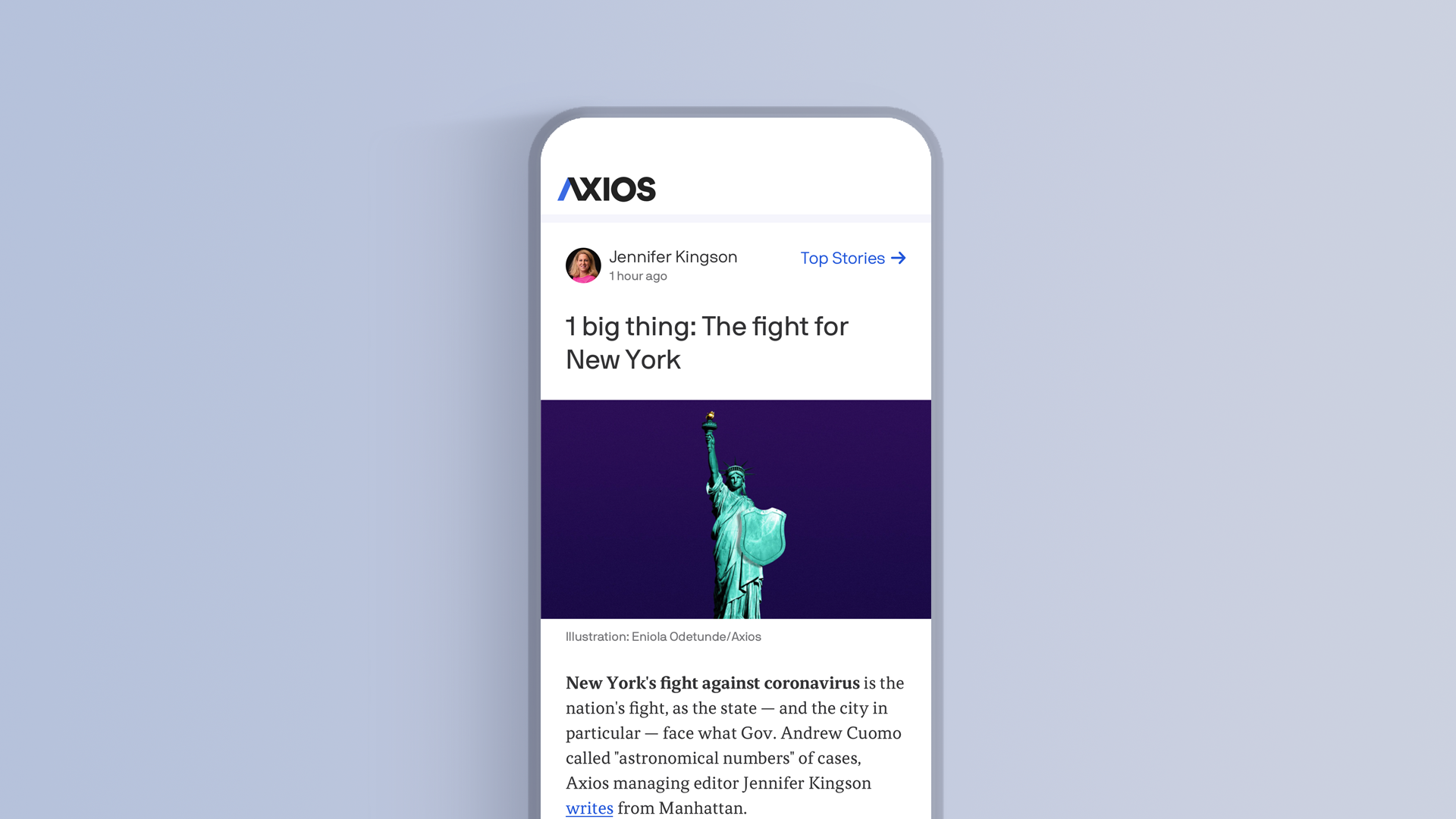 Image of the Axios news app
