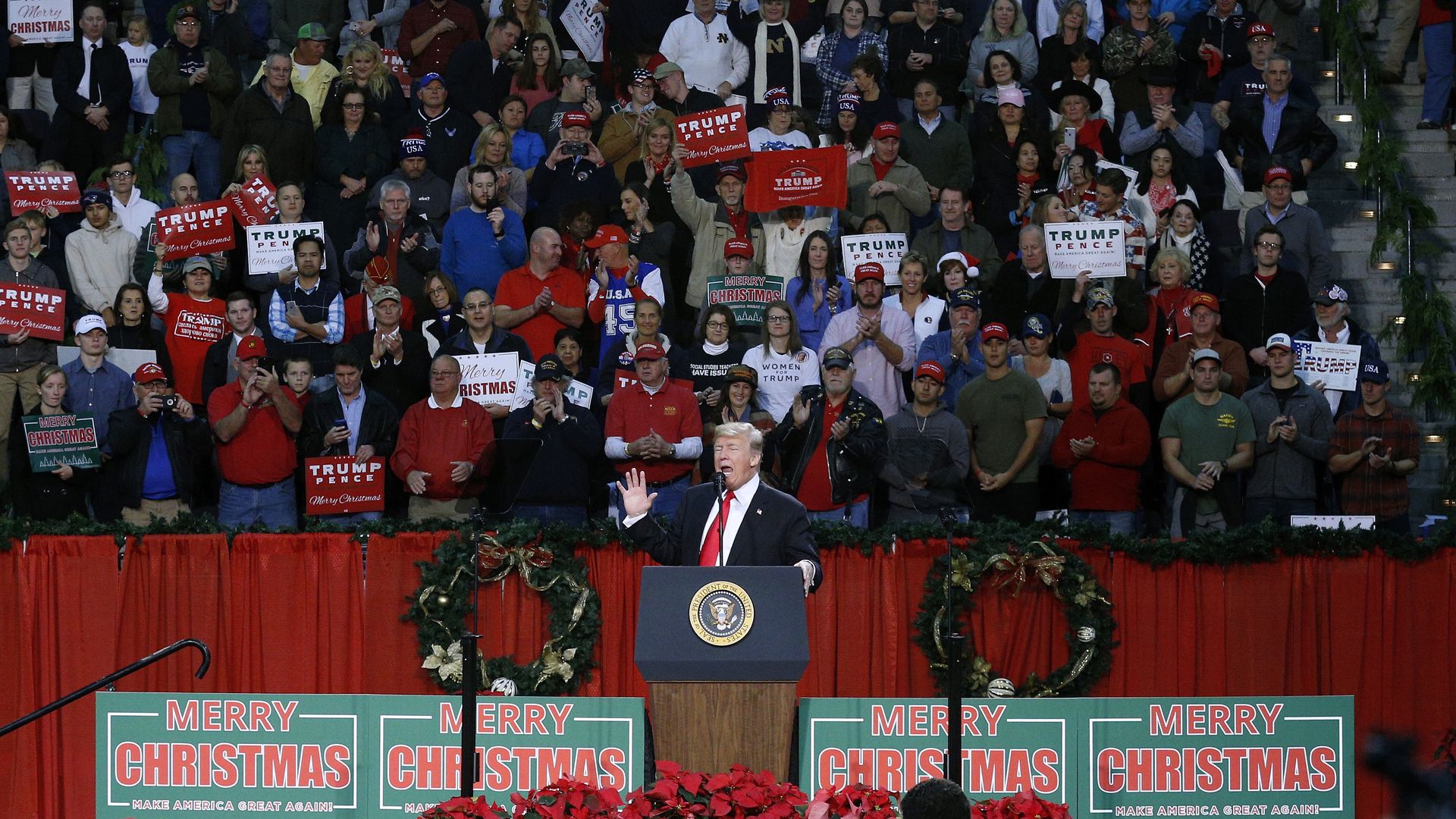 President Donald Trump speaks during a rally in Pensacola, Fla.