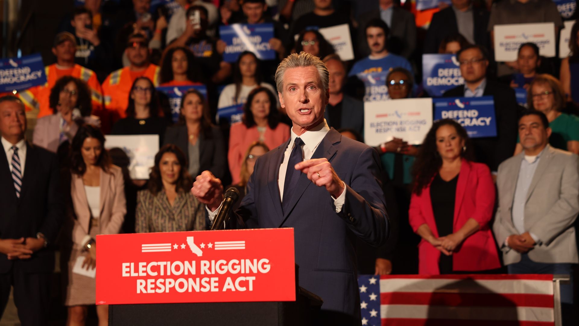 In his defense of Prop 50, Gov. Gavin Newsom has said California must "fight fire with fire" in the nationwide redistricting arms race. Photo: Mario Tama/Getty Images