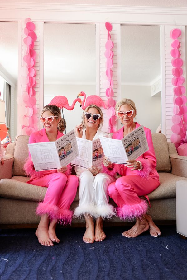 A Tampa Bay bride with a newspaper wedding program.