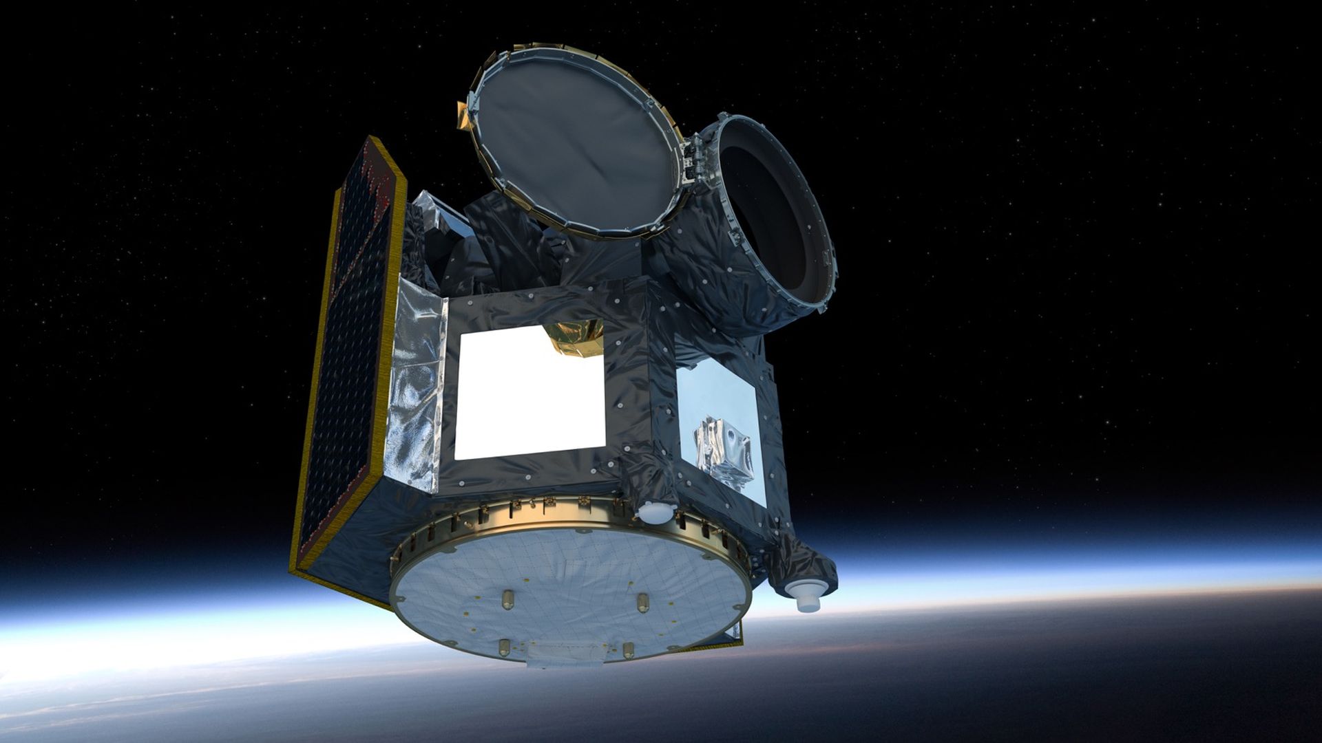 Artist's illustration of the Cheops spacecraft in orbit