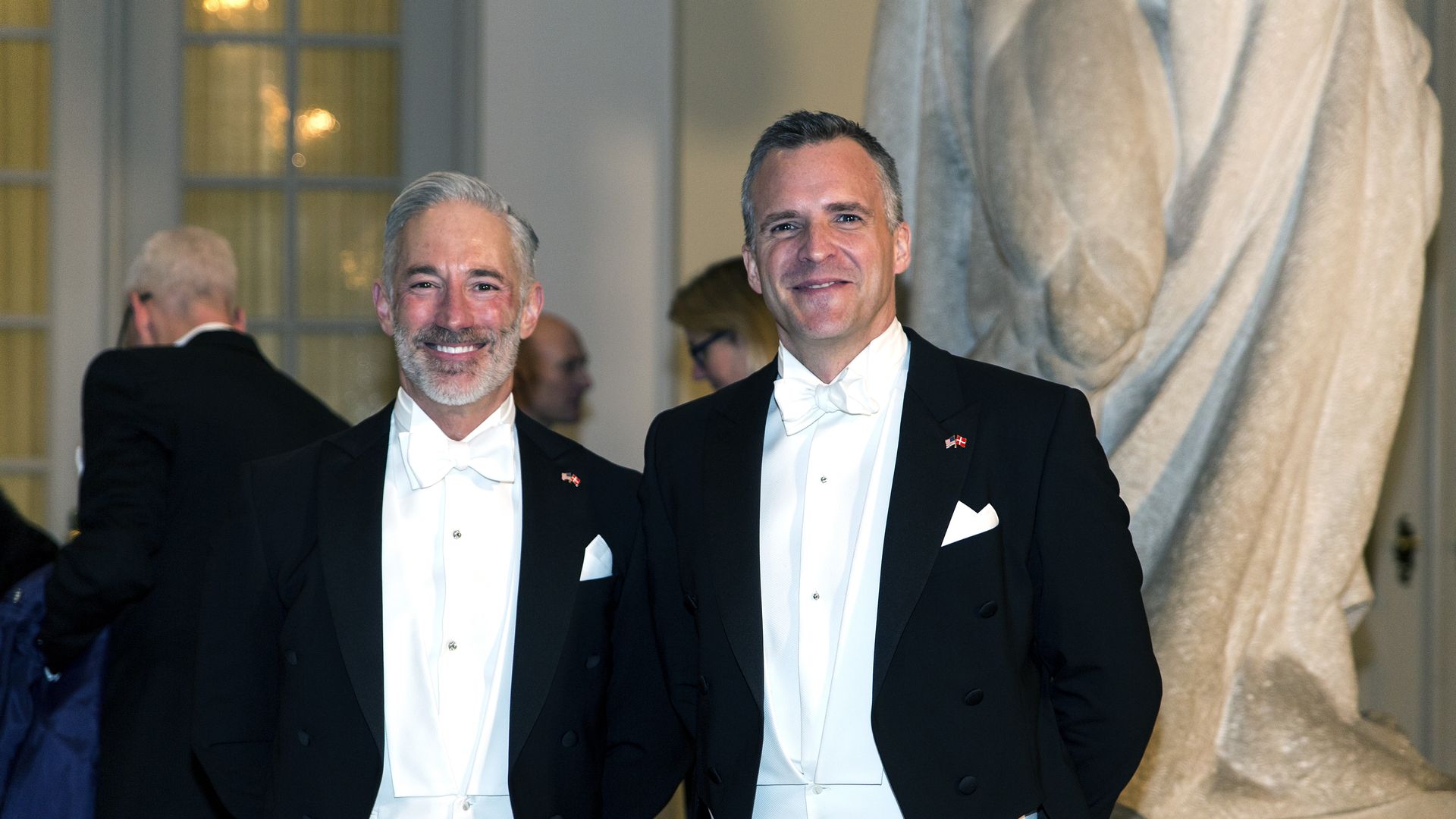  Rufus Gifford (R), US ambassador to Denmark, and spouse Dr. Stephen Devincent arrive to Queen Margrethe