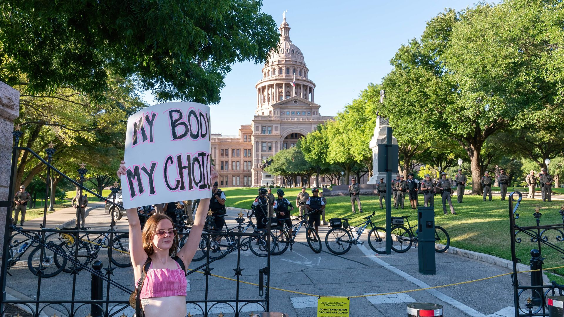 Abortion rights protesters outside the Texas capitol. 